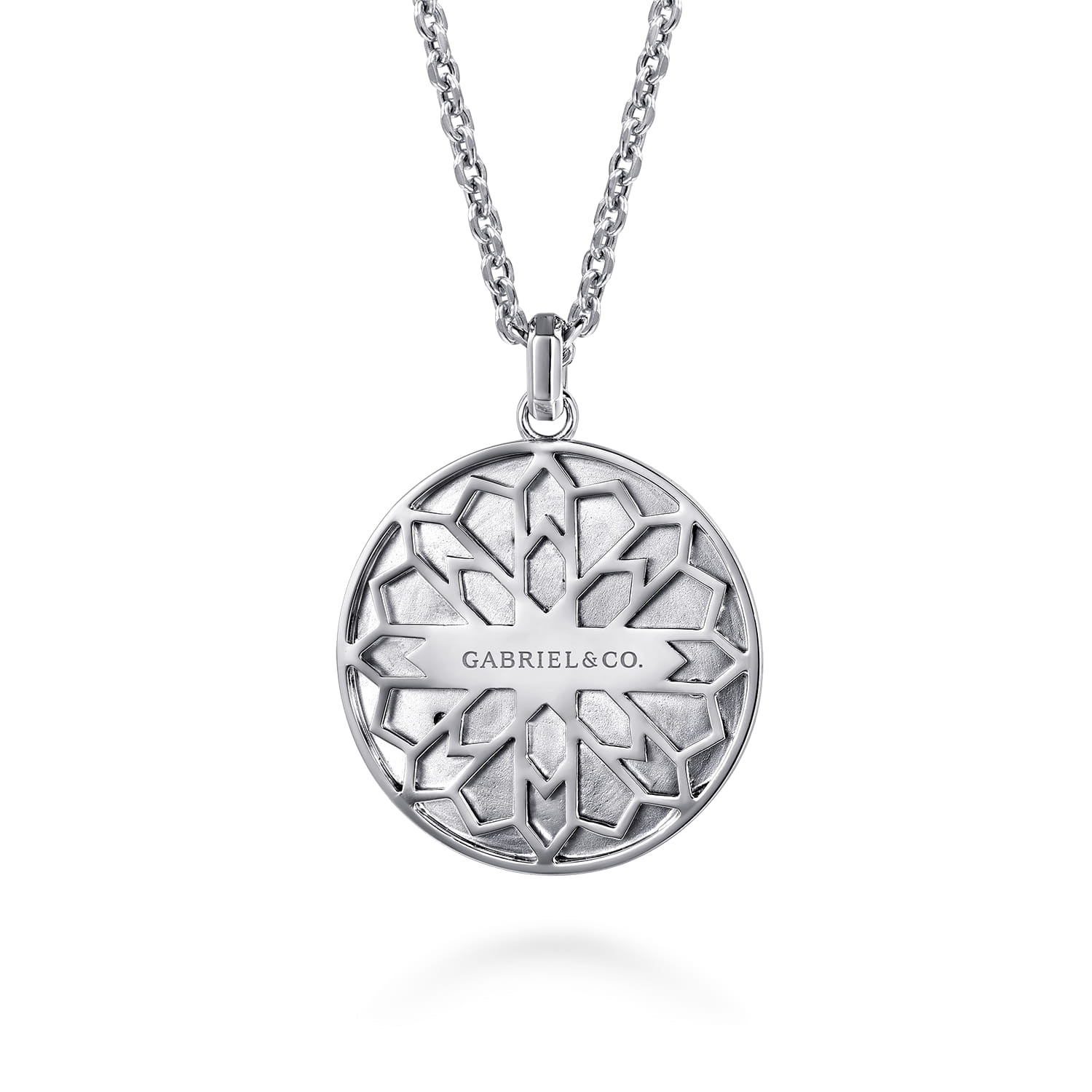 22 Inch Diamond Eagle Medallion Pendant Necklace in Sterling Silver, photograph 2
