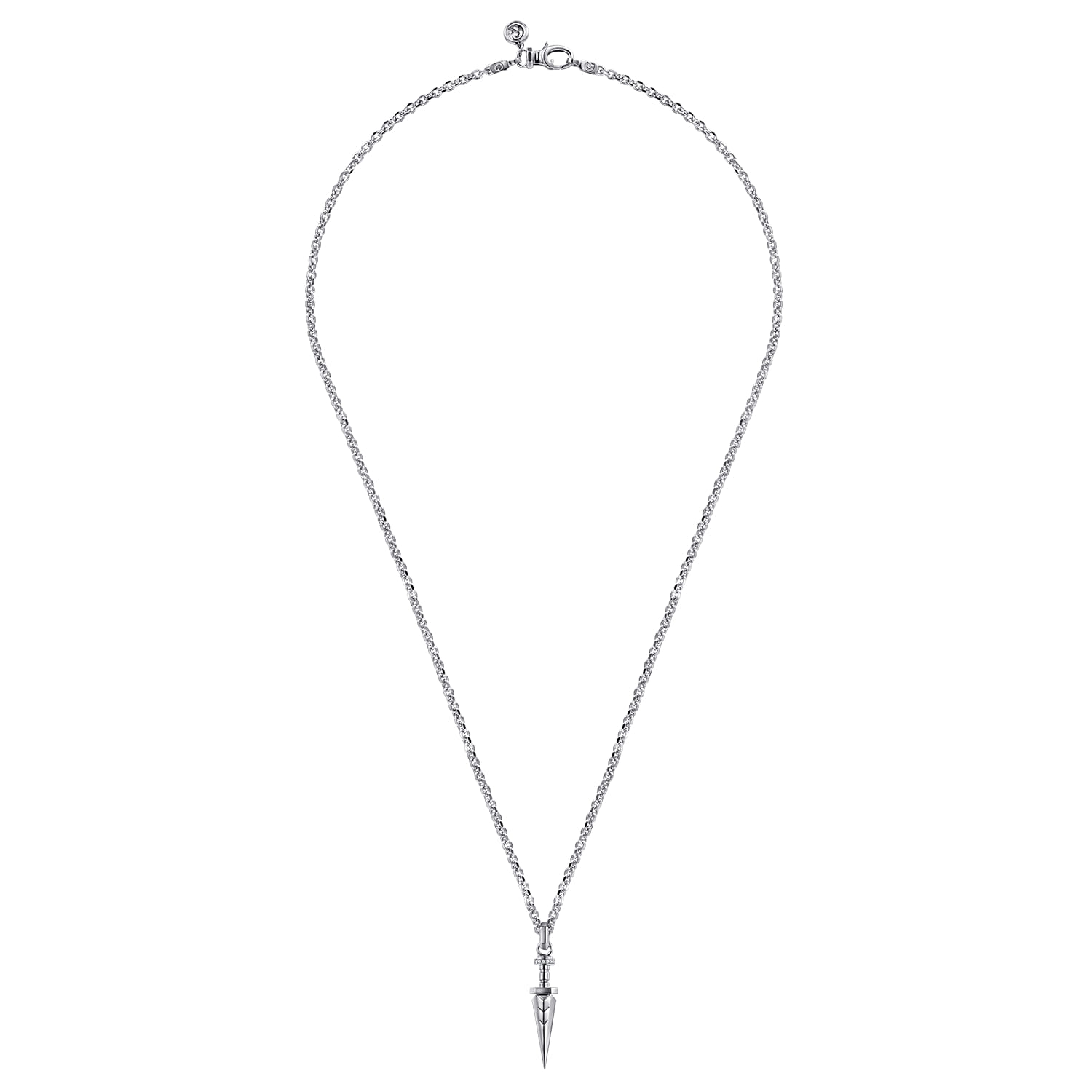 22 Inch White Sapphire Dagger Pendant Necklace in Sterling Silver, photograph 3