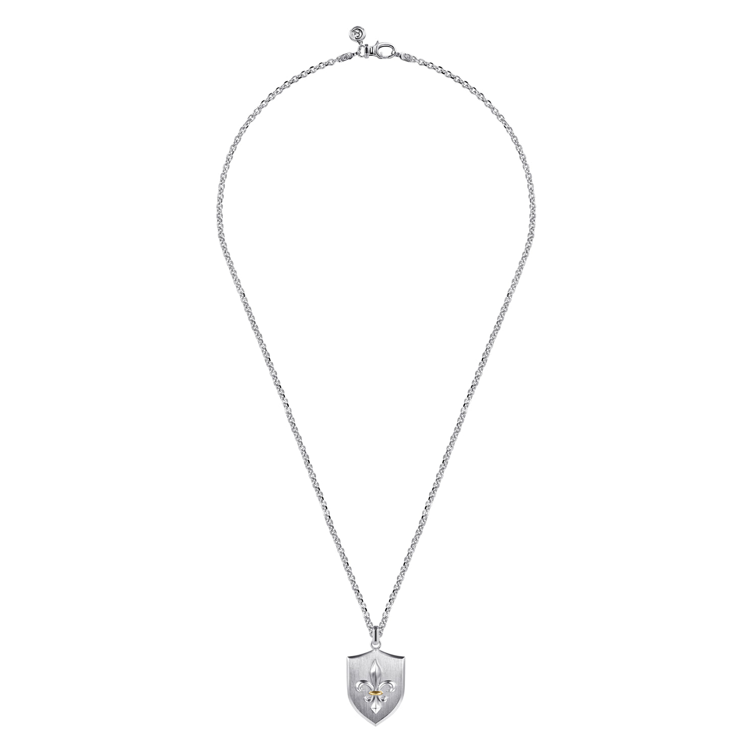 22 Inch and Fleur De Lis Dog Tag Pendant Necklace in 14K Yellow Gold, photograph 3