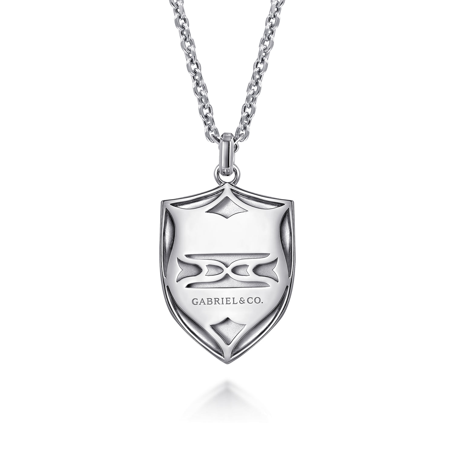22 Inch St. Michael Dog Tag Pendant Necklace in Sterling Silver, photograph 2
