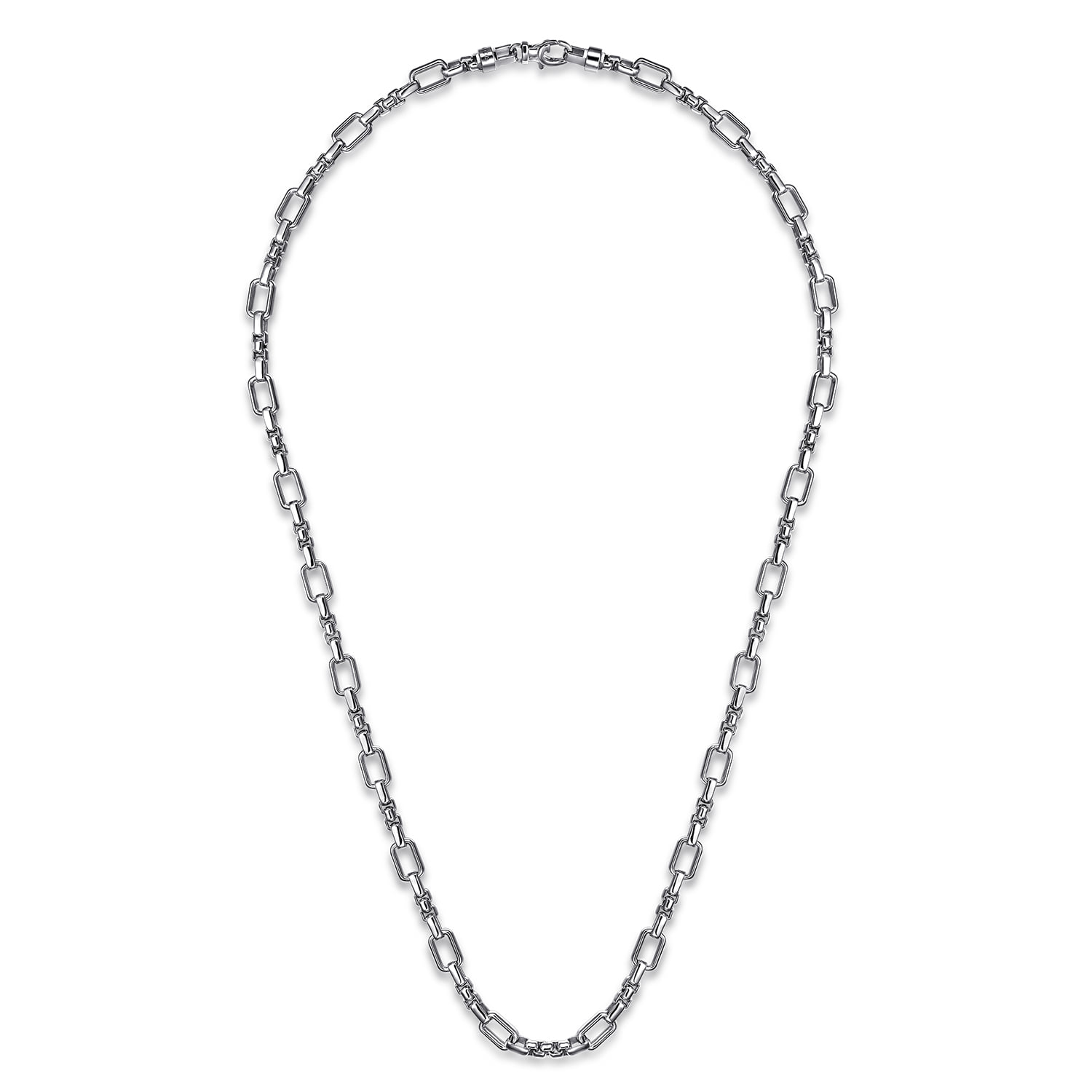 22 Inch 6.10mm Men's Solid Figaro Chain Necklace in Sterling Silver, photograph 2