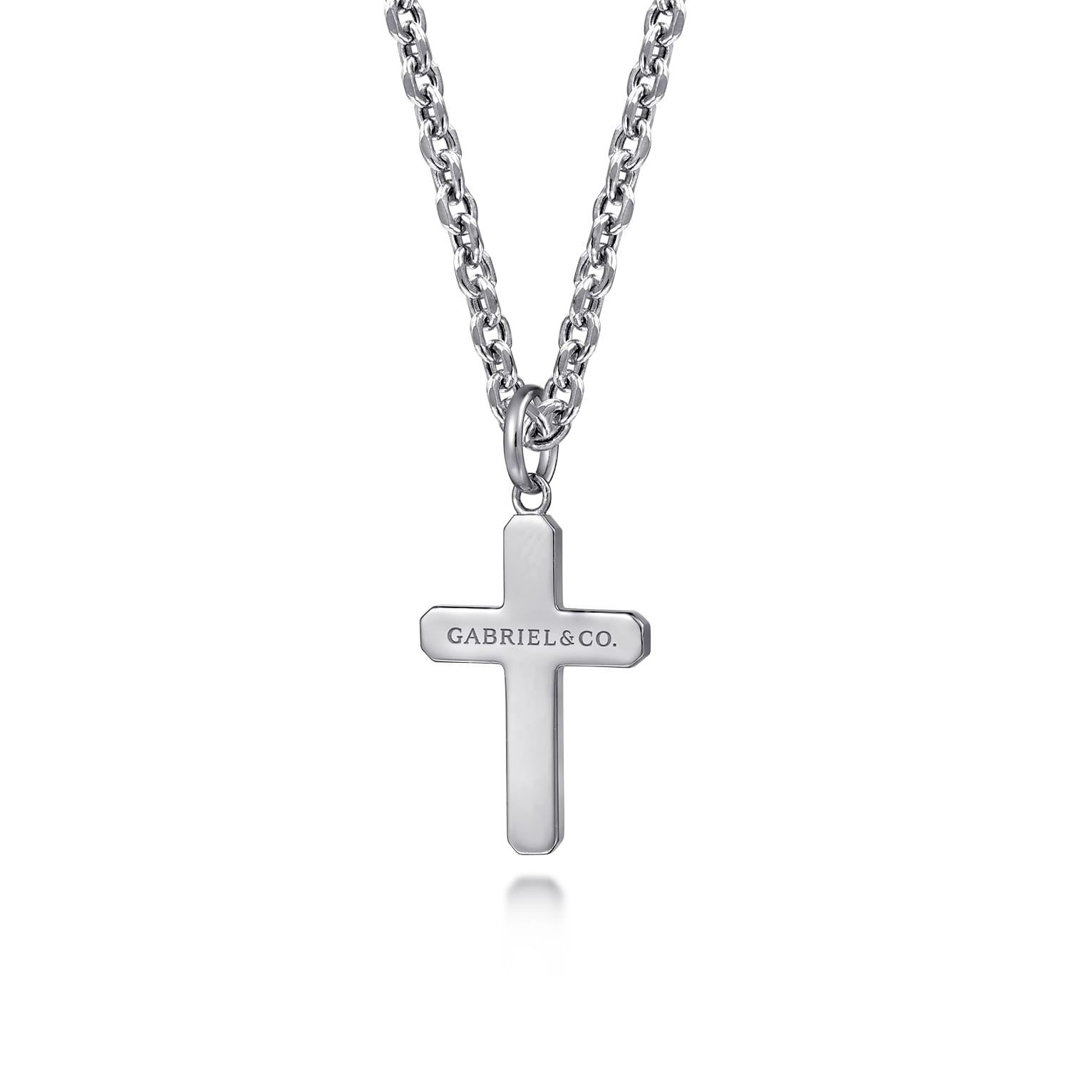 Brushed Cross Pendant Necklace in Sterling Silver, photograph 2
