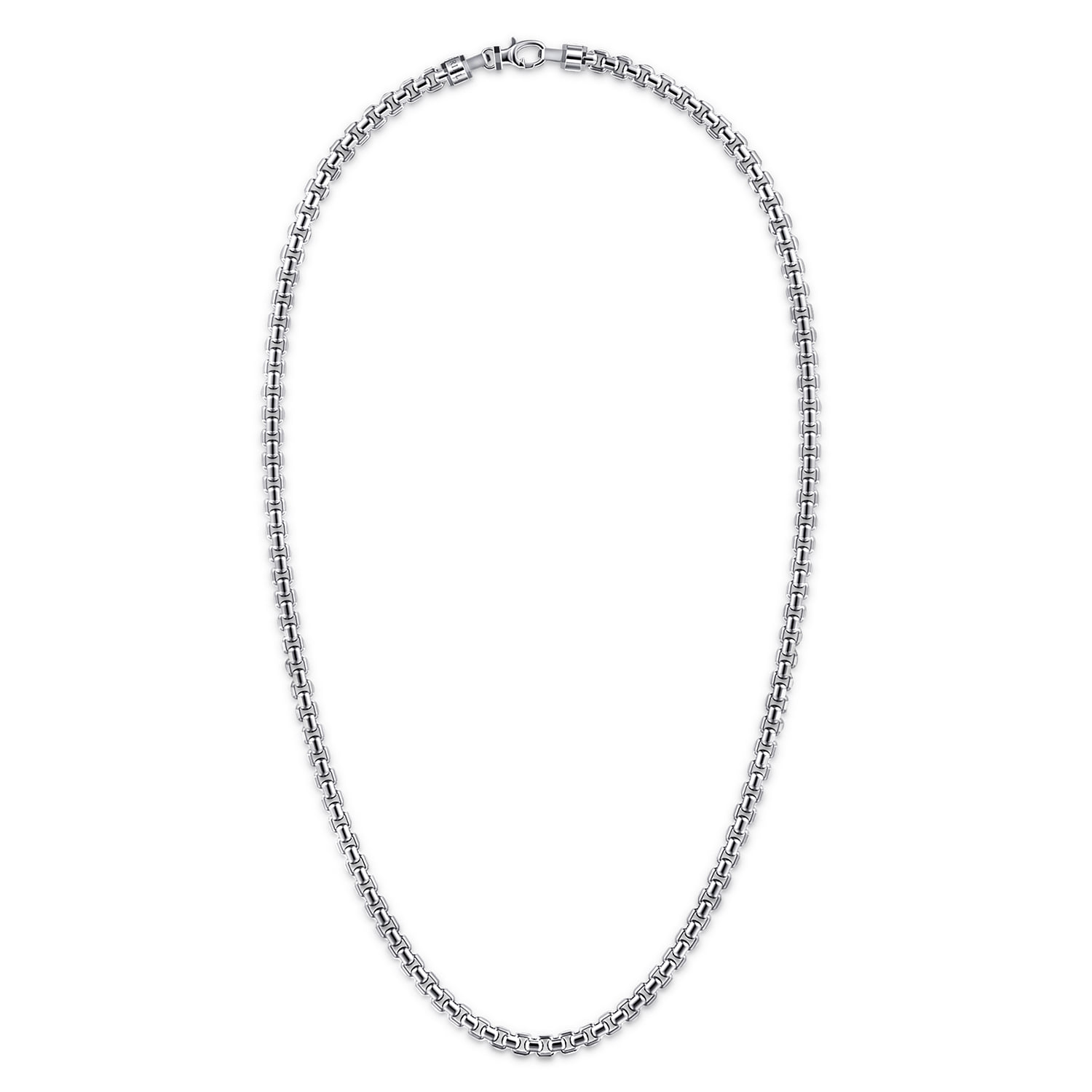 22 Inch 5mm Men's Solid Box Chain Necklace in Sterling Silver, photograph 2