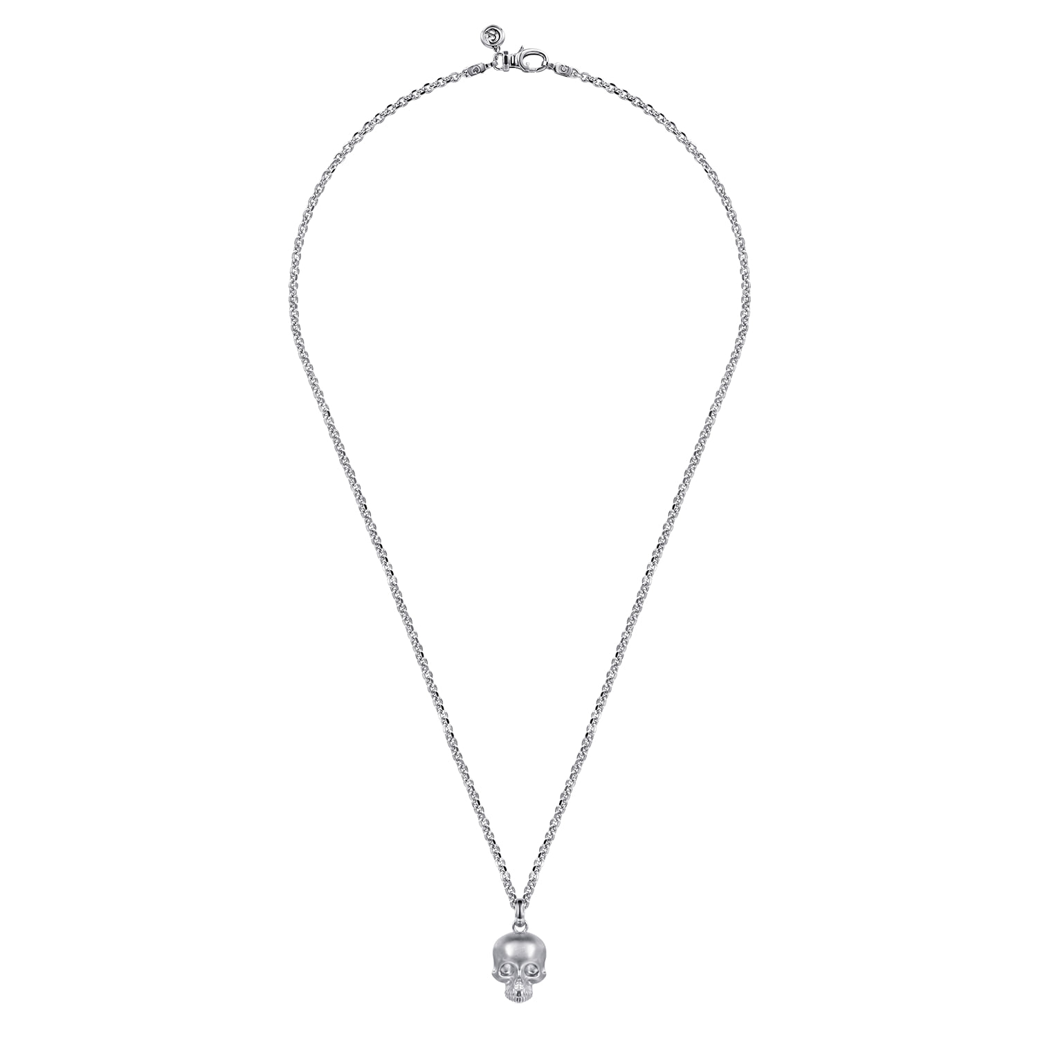 22 Inch Skull Pendant Necklace in Sterling Silver, photograph 3