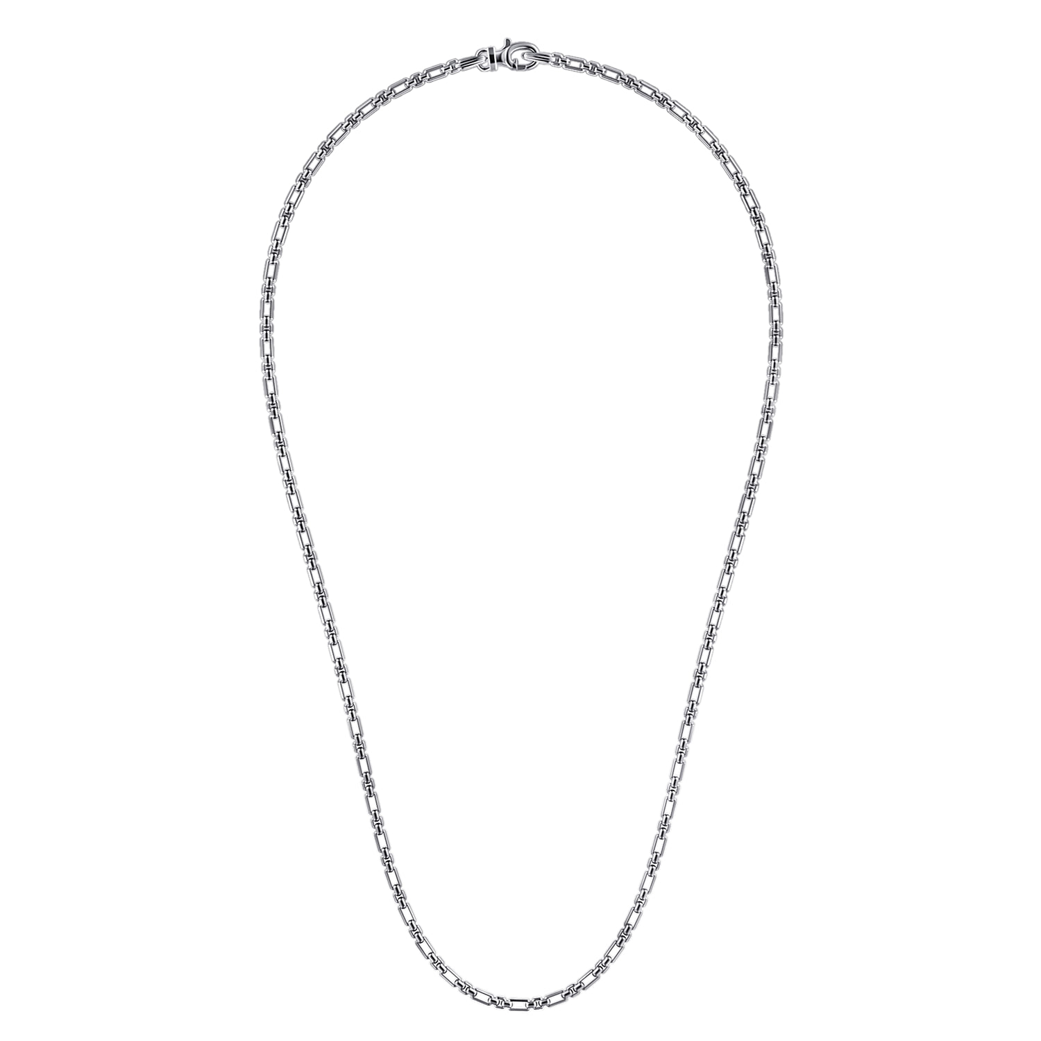 22 Inch 3mm Men's Solid Figaro Link Chain Necklace in Sterling Silver, photograph 2