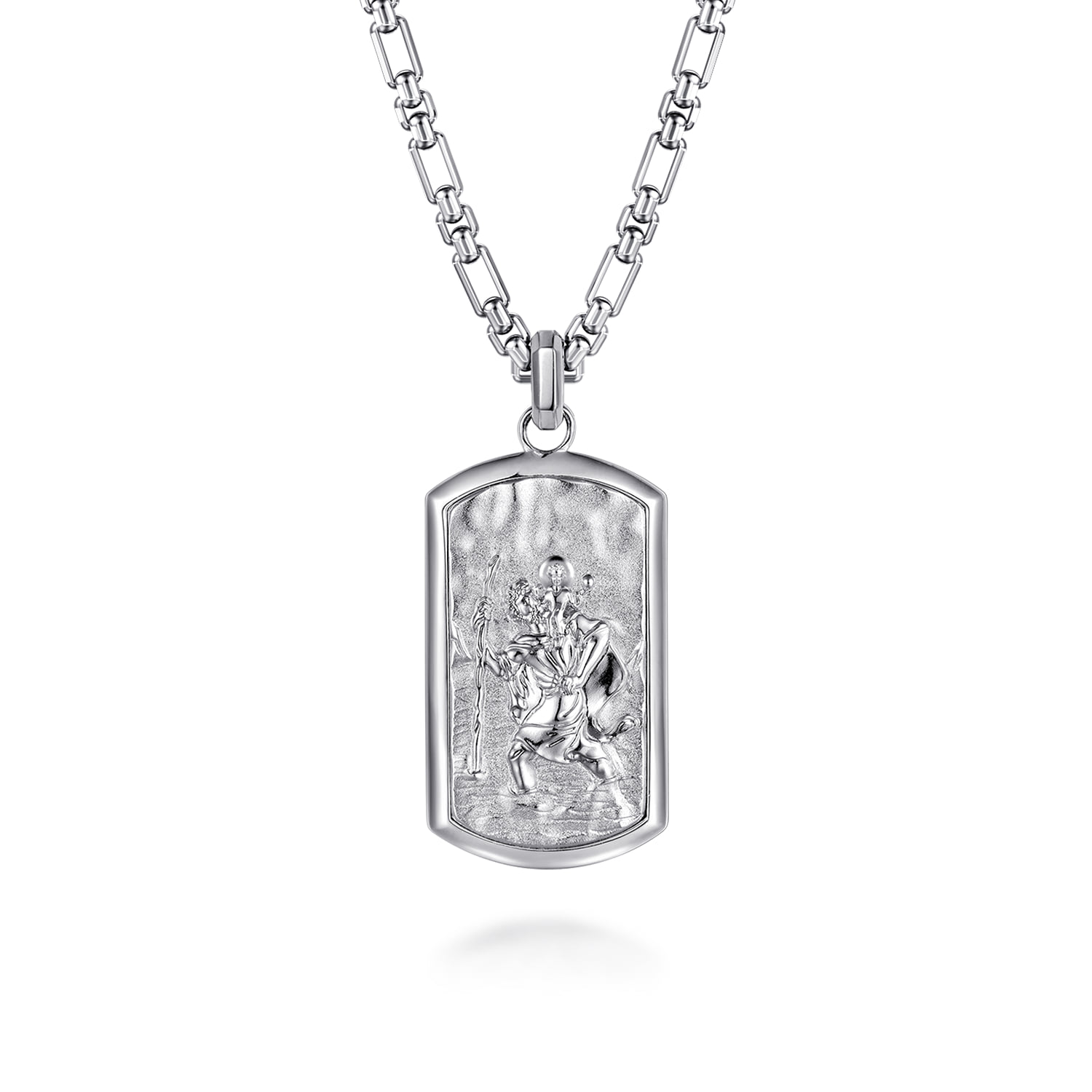 22 Inch Saint Christopher Dog Tag Pendant Necklace