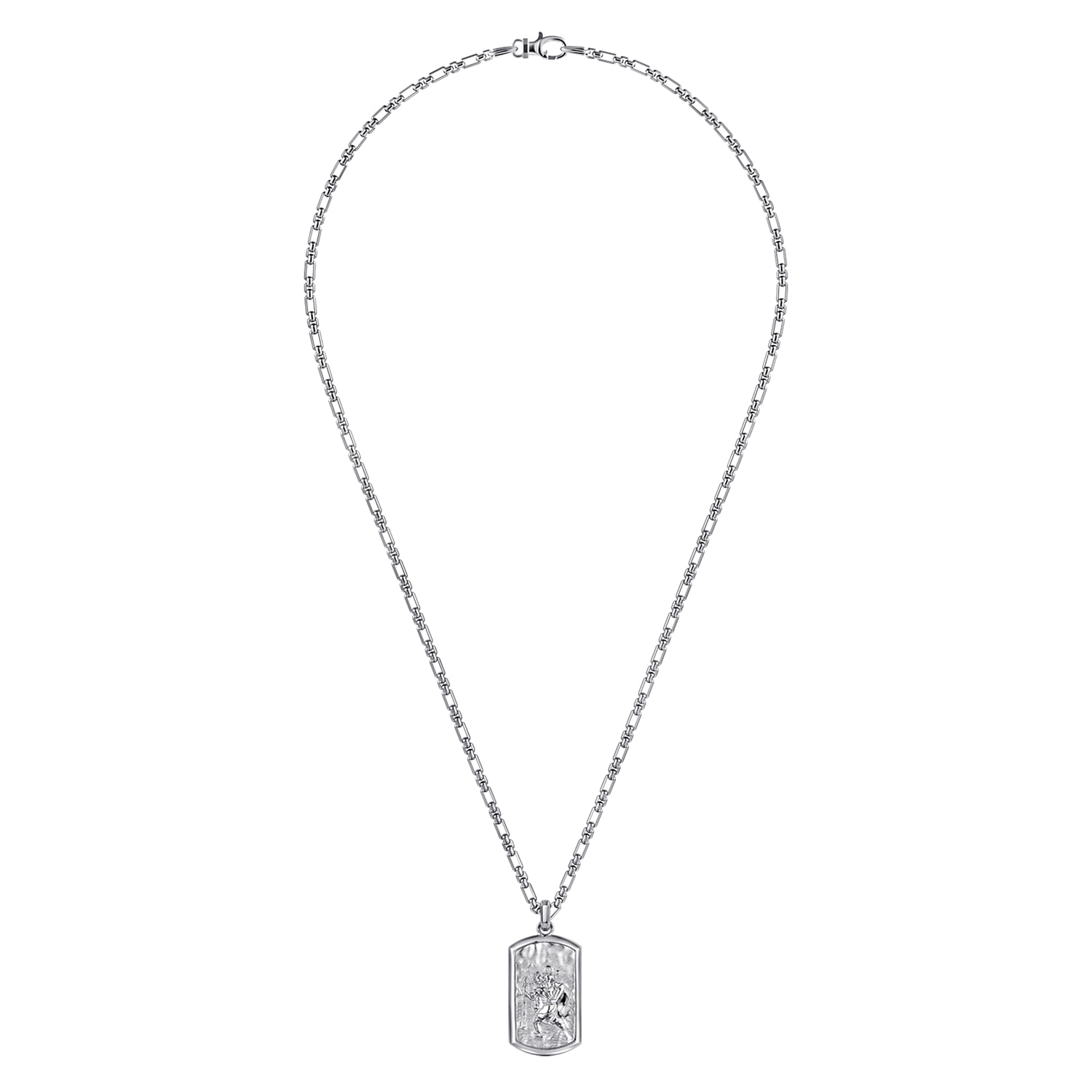 22 Inch Saint Christopher Dog Tag Pendant Necklace in Sterling Silver, photograph 3
