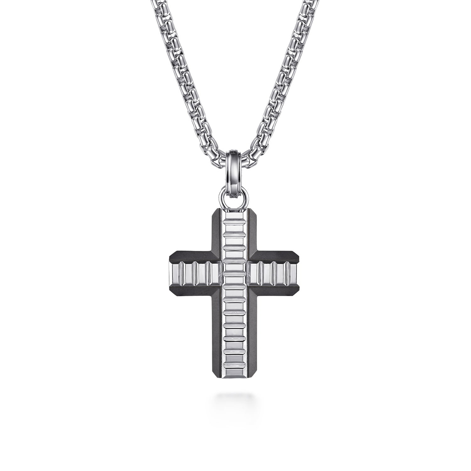 22 Inch 3.5mm and Titanium Cross Pendant Necklace