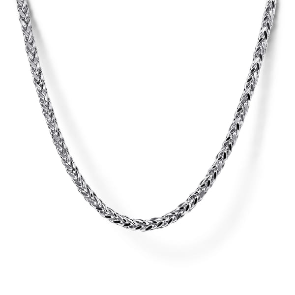 20 Inch 1.9mm 14K White Gold Men's Hollow Wheat Chain Necklace 