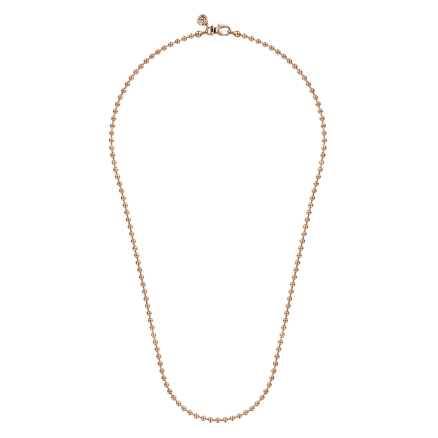 22 Inch 3mm Men's Hollow Ball Chain Necklace in 14K Rose Gold, photograph 2