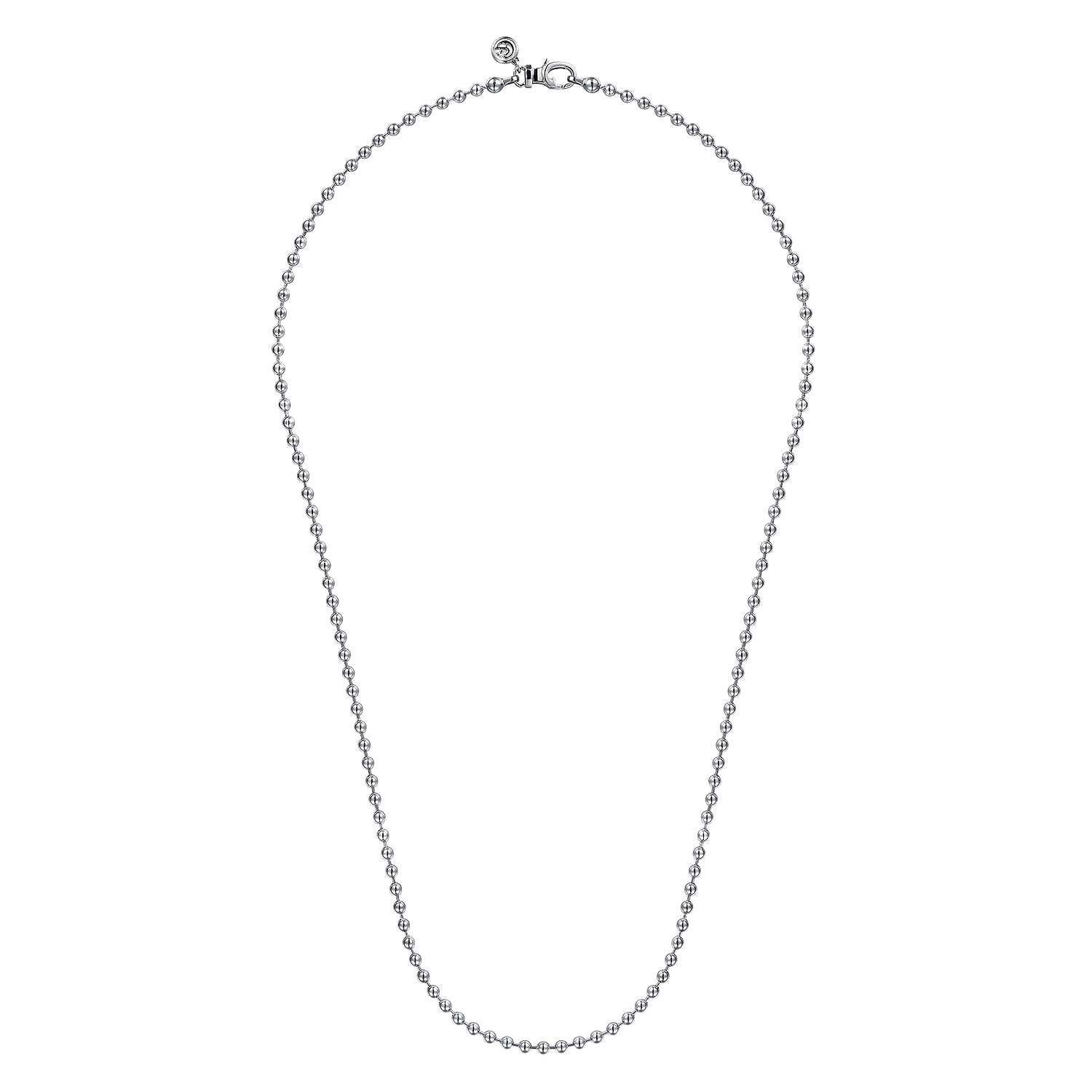 22 Inch 3mm Men's Hollow Ball Chain Necklace in Sterling Silver, photograph 2