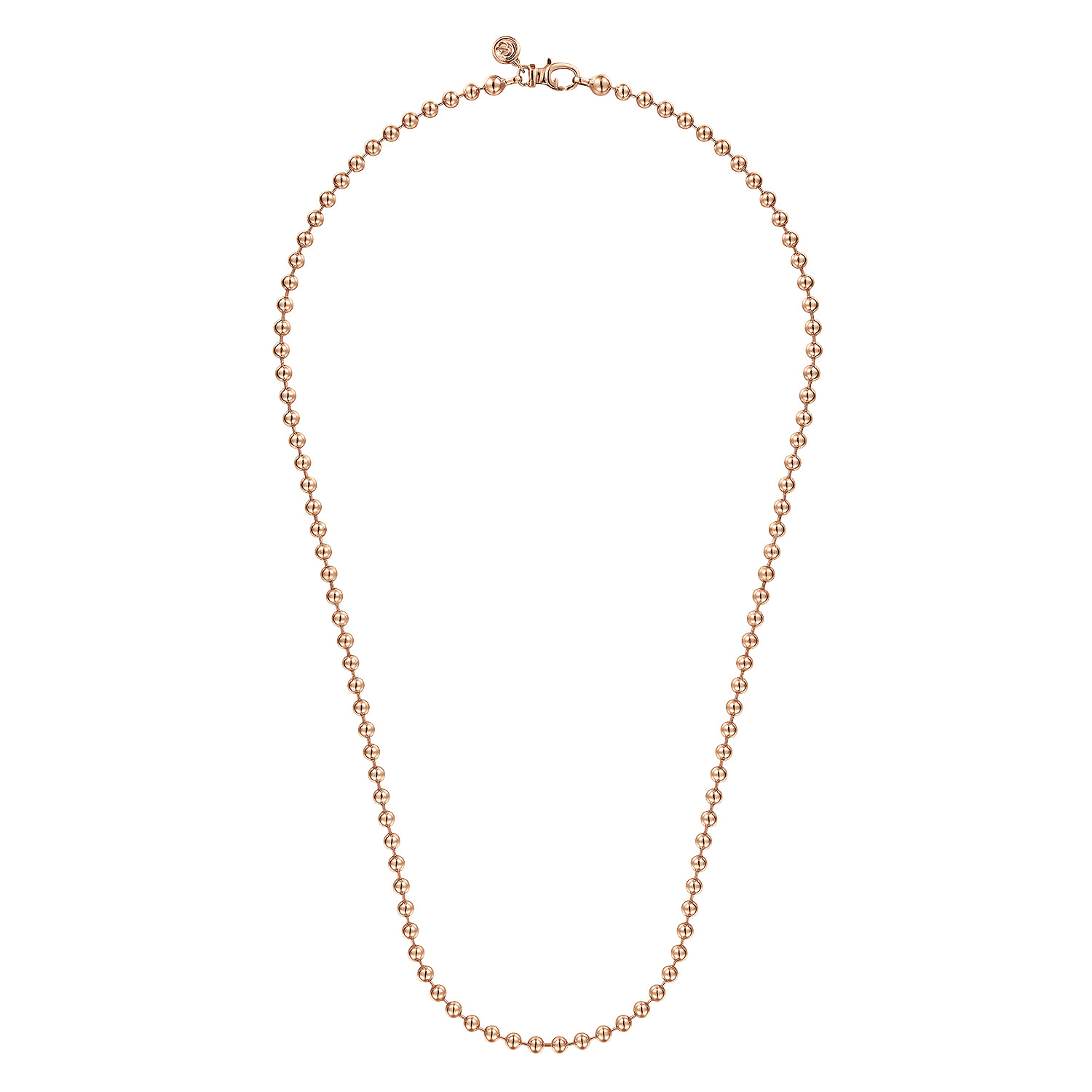 22 Inch 4mm Men's Hollow Ball Chain Necklace in 14K Rose Gold, photograph 2