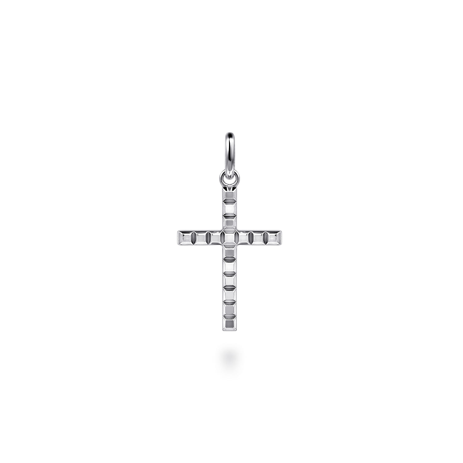 Square Station Mini Cross Pendant in Sterling Silver