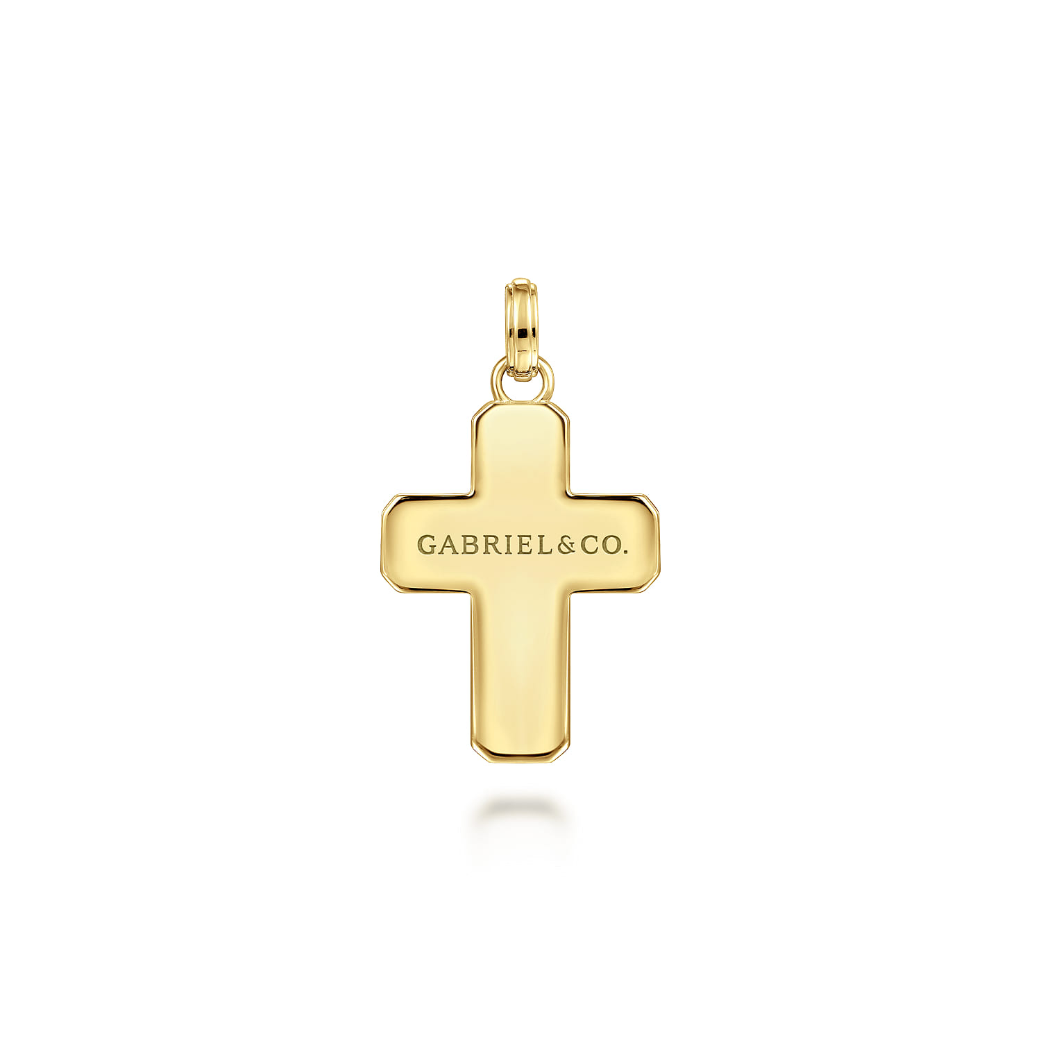 Black Diamond Cross Pendant in 14K Yellow Gold, photograph 2