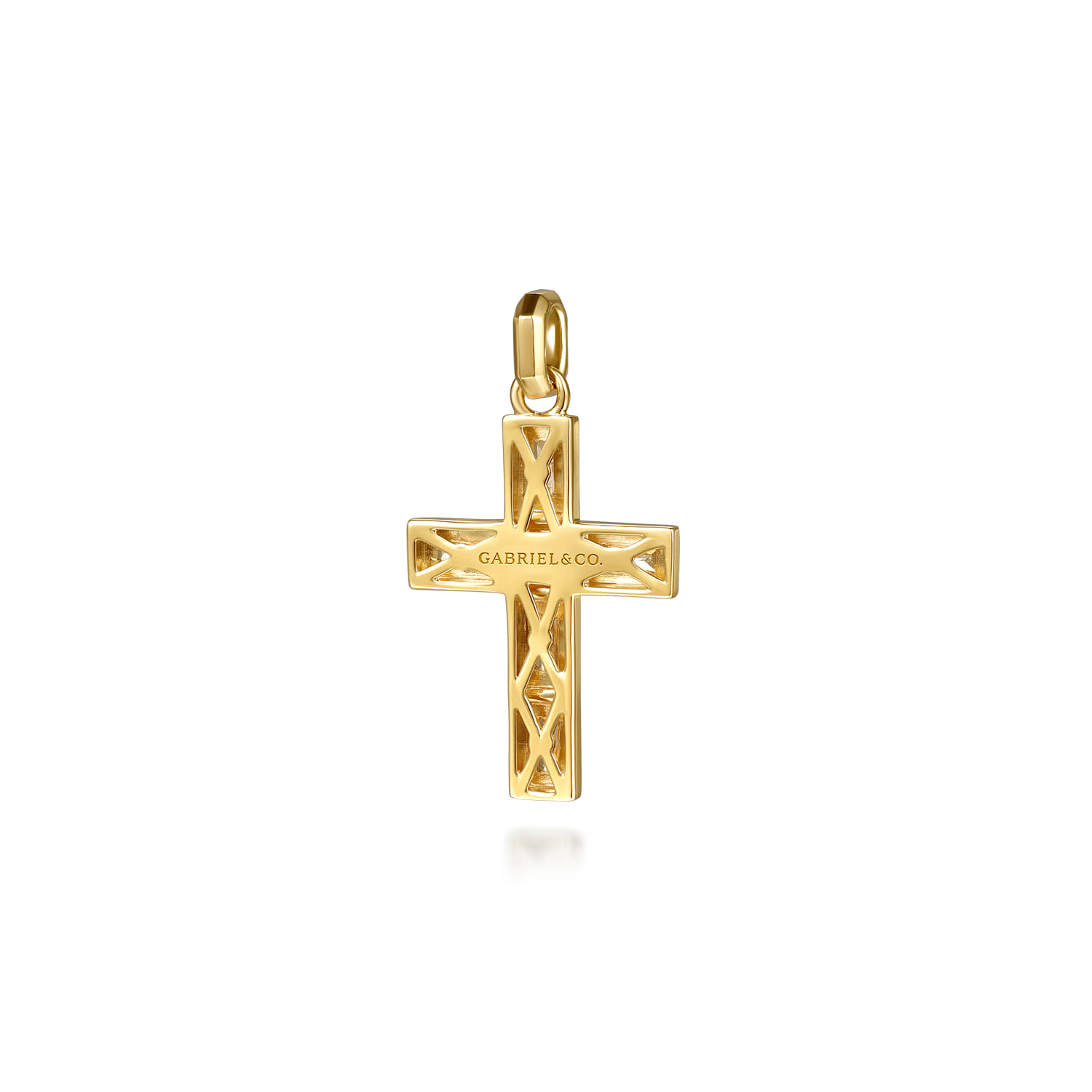 Diamond Cross Pendant in 14K Yellow Gold, photograph 2
