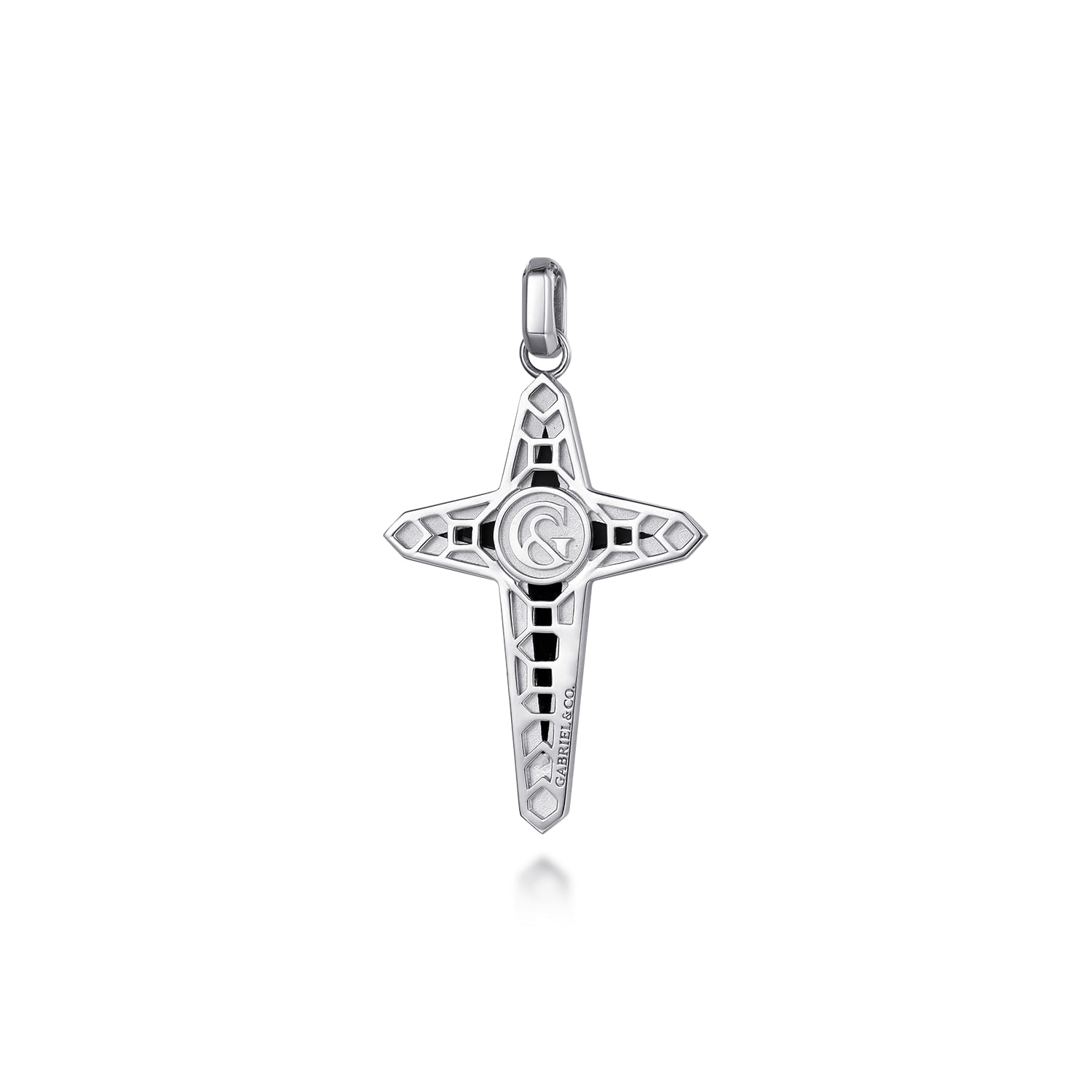 Onyx Cross Pendant in Sterling Silver, photograph 2