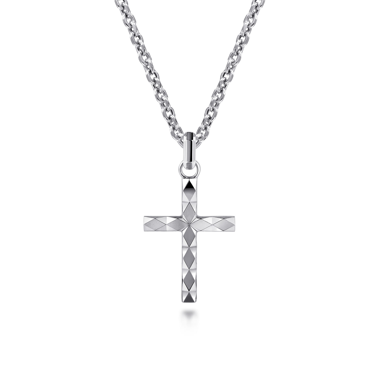 Faceted Cross Pendant in Sterling Silver, photograph 3