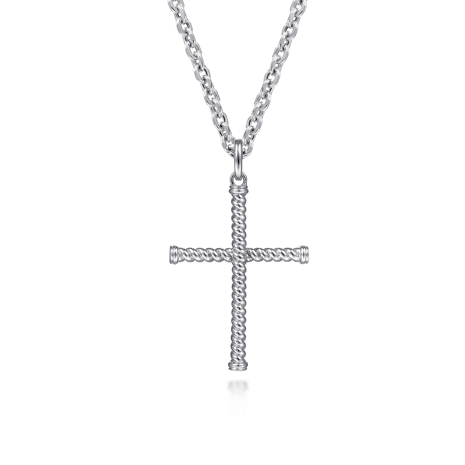 Twisted Rope Cross Pendant in Sterling Silver, photograph 3