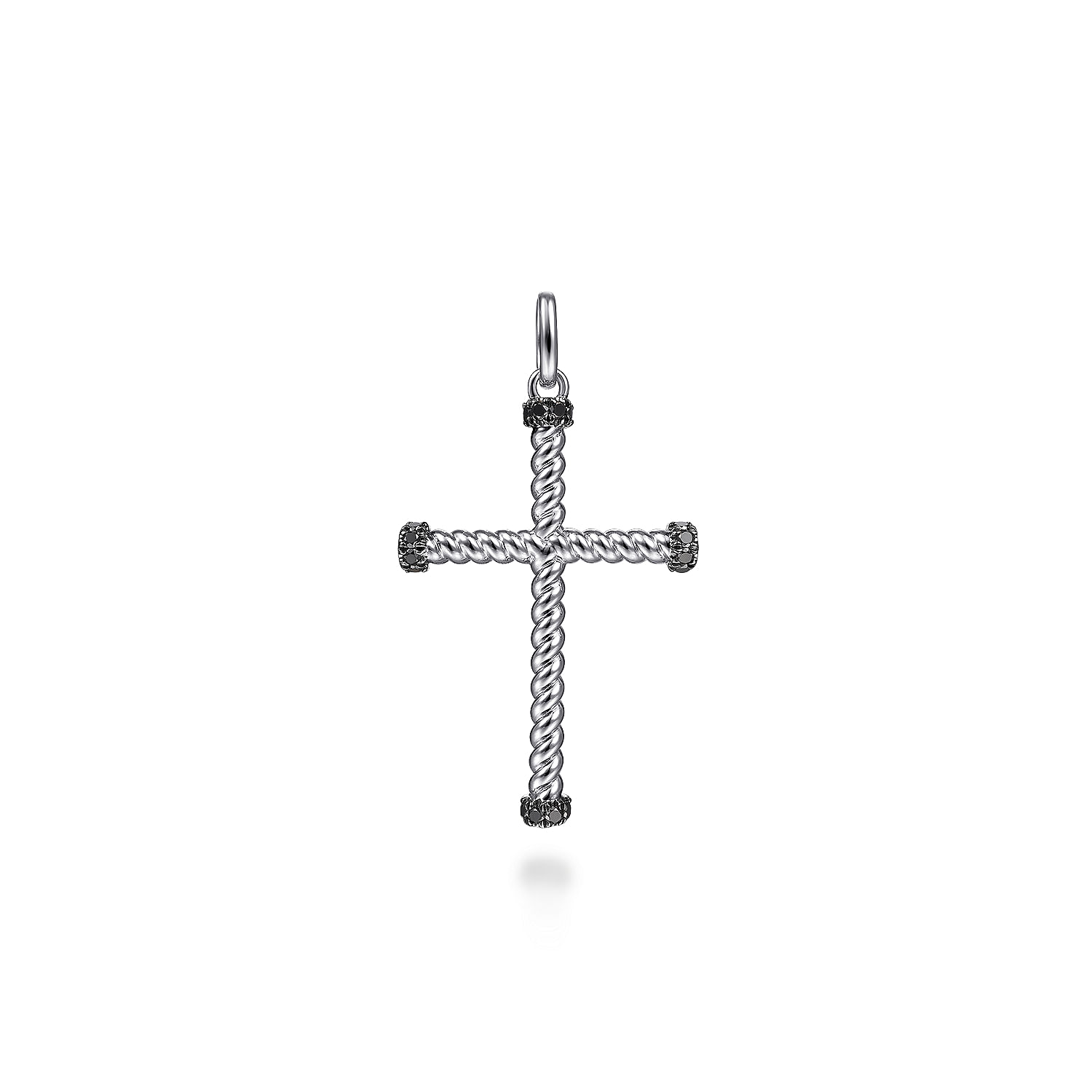 ◇BLACKPURPLE◇ dilly cross necklace Black Stainless Steel Cross Pendant with Crushed Opal by