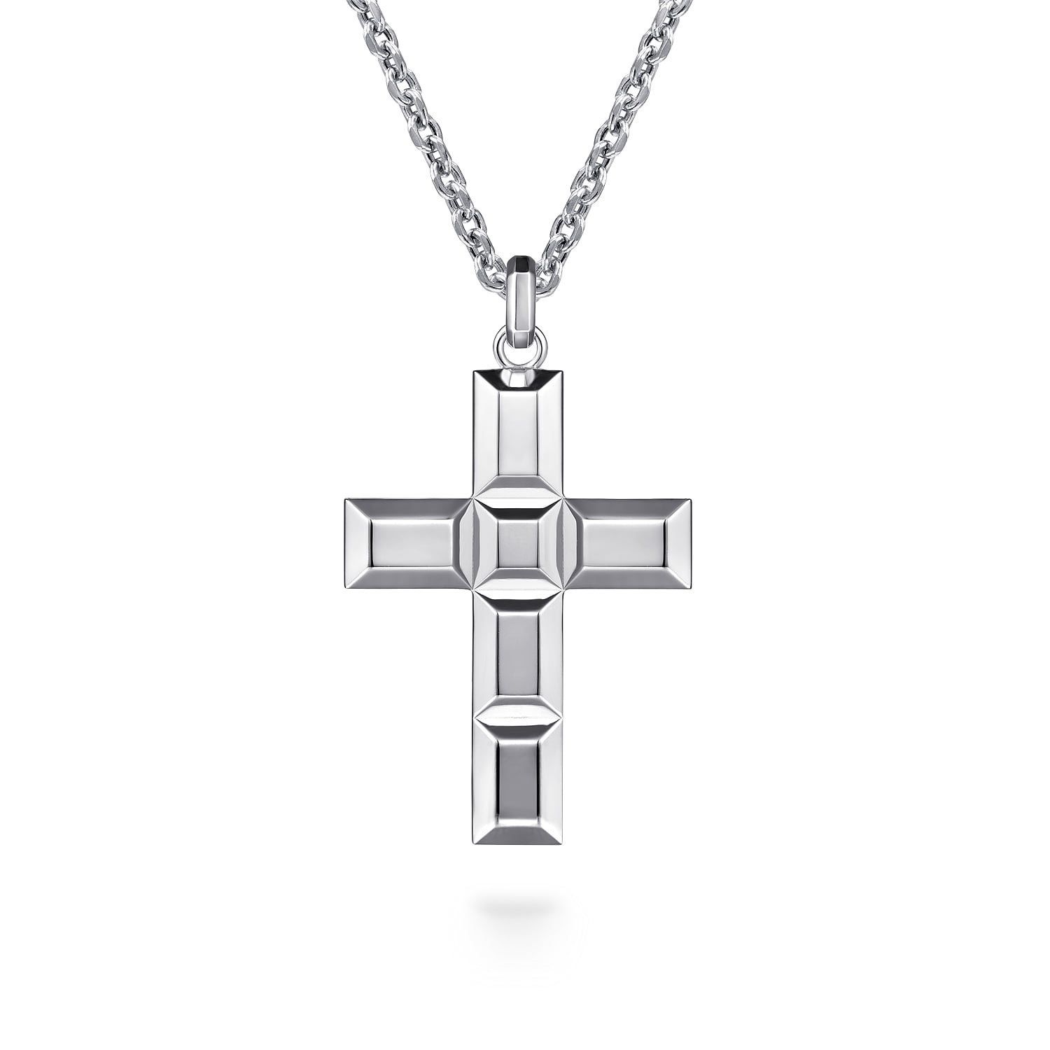 Geometric Cross Pendant in Sterling Silver, photograph 3
