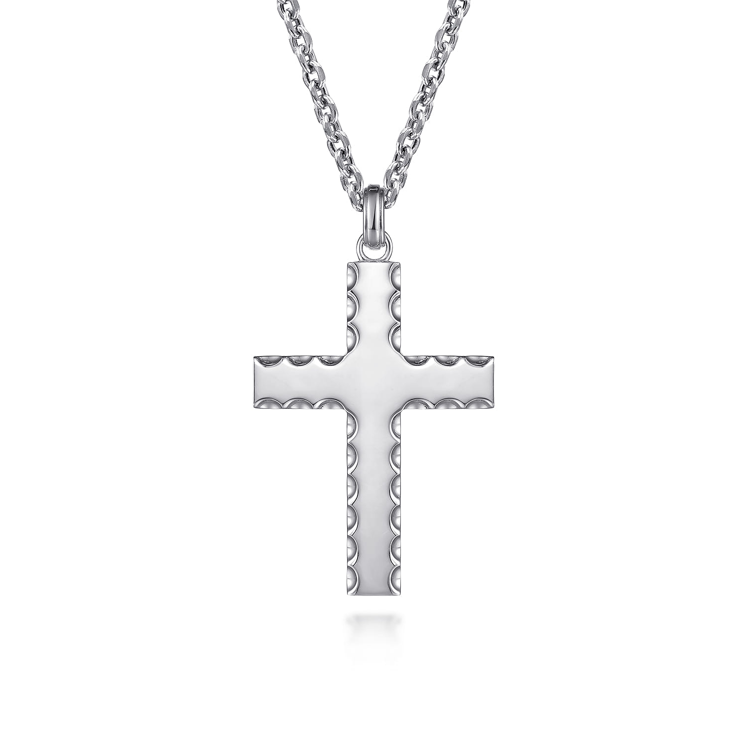 Scalloped Cross Pendant in Sterling Silver, photograph 3