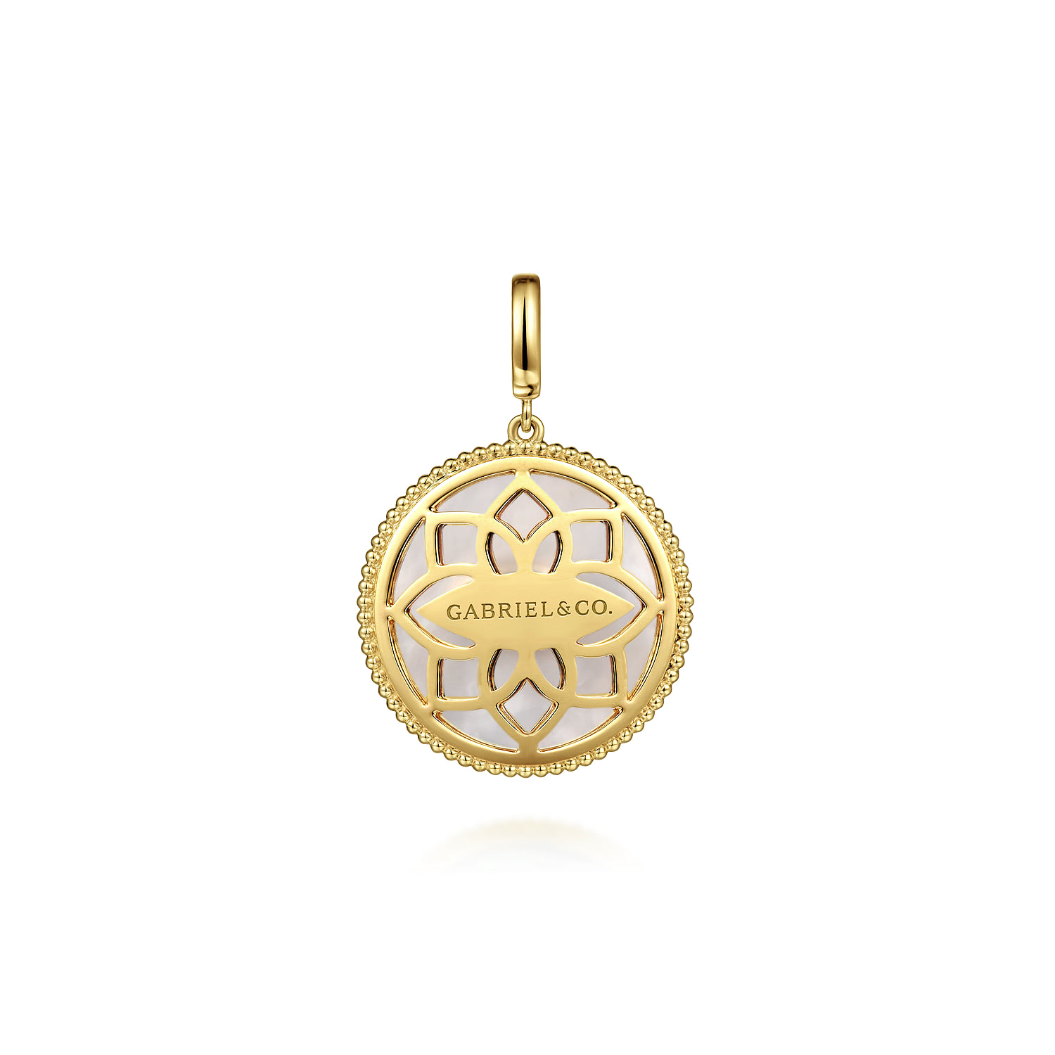 Bujukan Diamond Mother of Pearl Starburst Medallion Pendant With Detachable Bail in 14K Yellow Gold, photograph 2