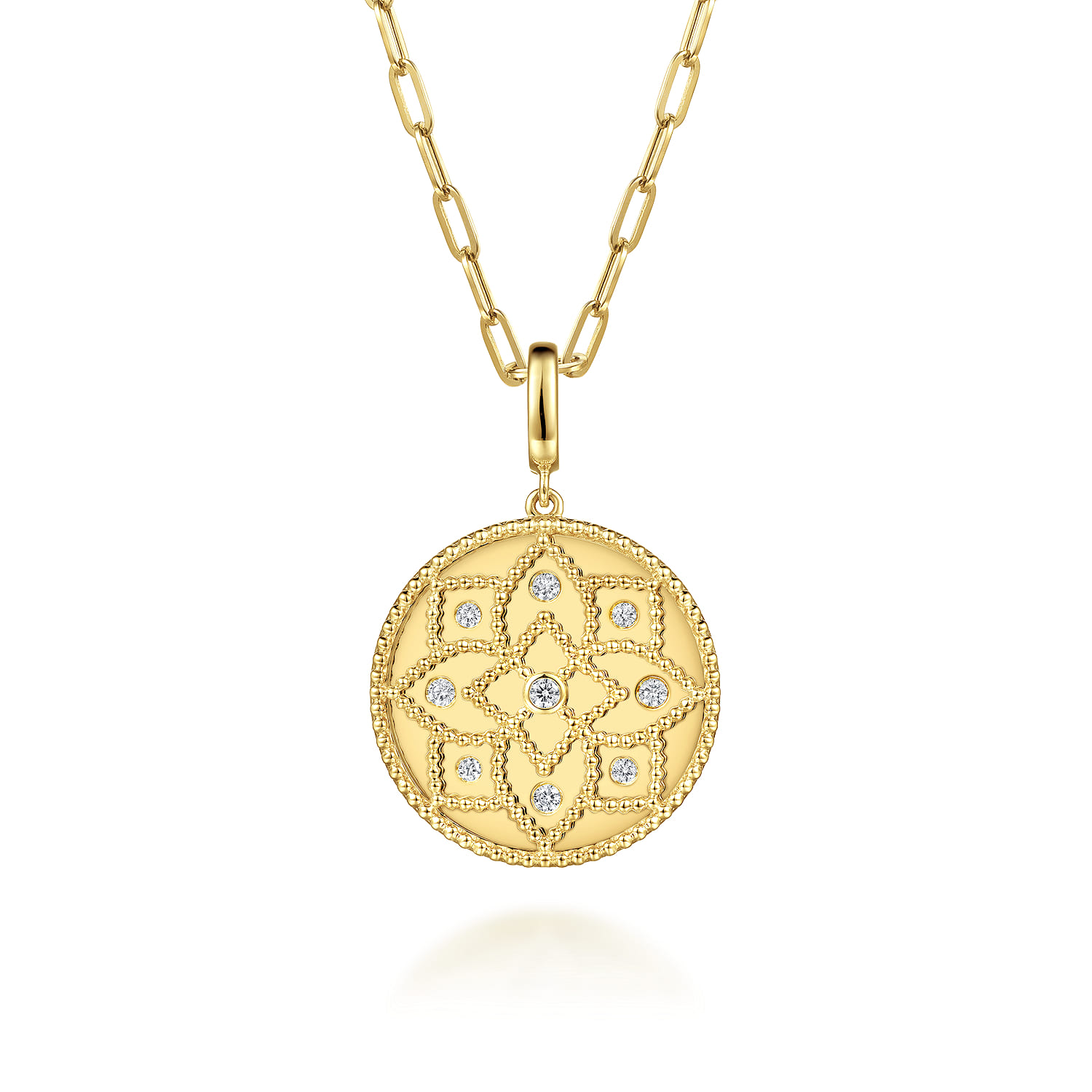 Bujukan and Diamond Medallion Pendant With Detachable Bail in 14K Yellow Gold, photograph 3