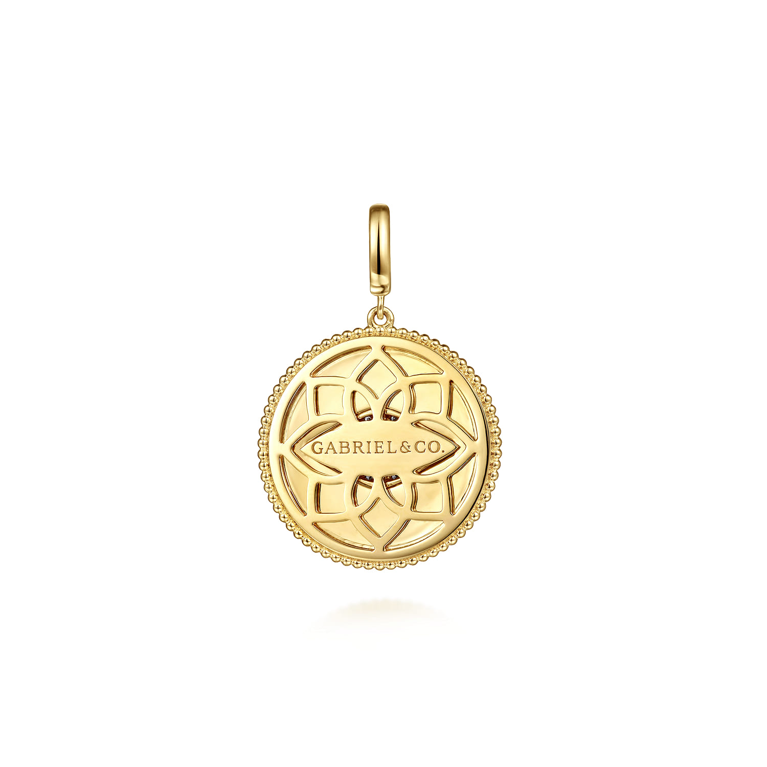 Bujukan and Diamond Medallion Pendant in size 24mm With Detachable Bail in 14K Yellow Gold, photograph 2