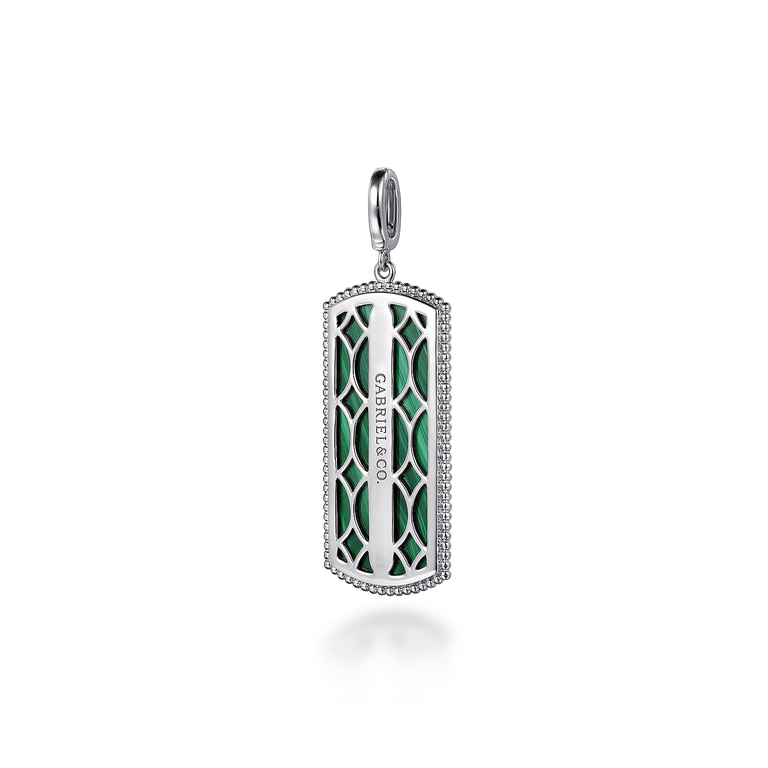 35mm Bujukan Dog Tag With Detachable Bail With Malachite in Sterling Silver, photograph 2