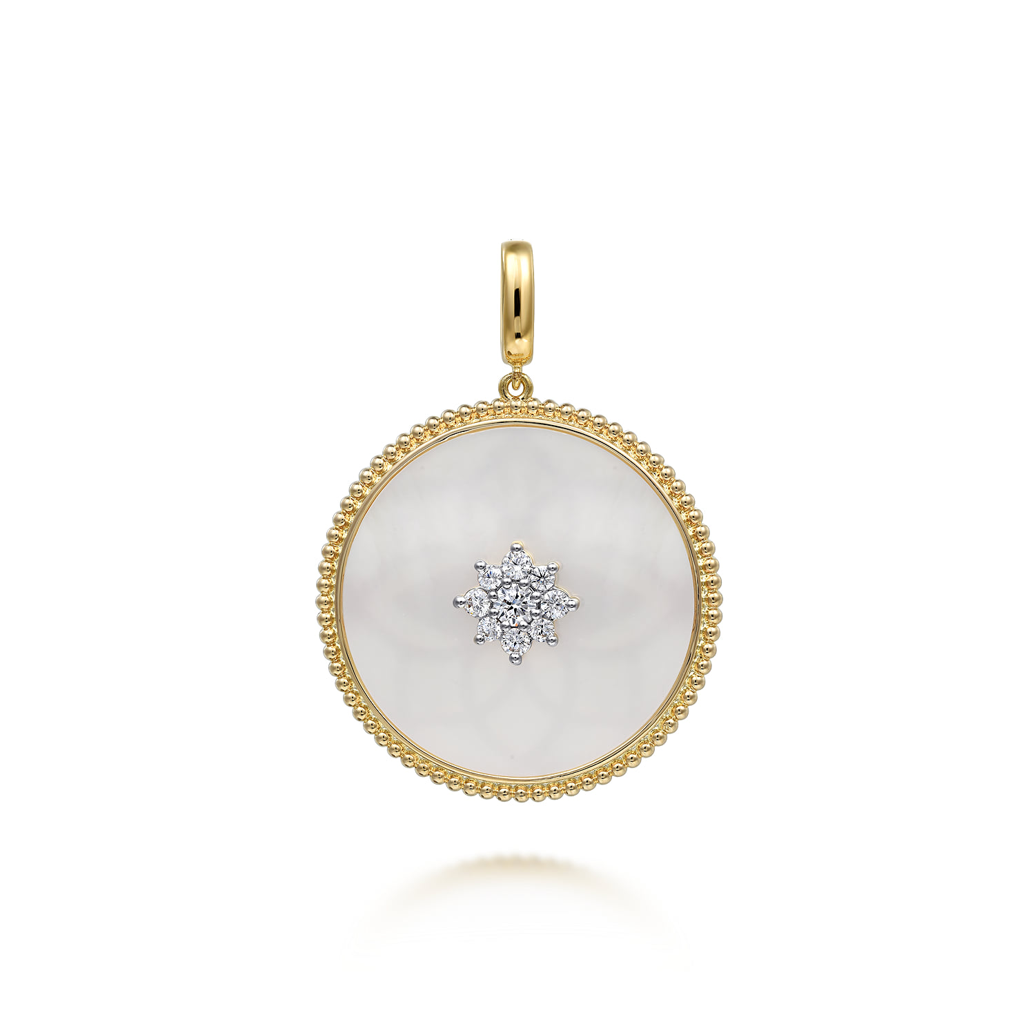 32mm Bujukan Diamond Mother of Pearl Medallion Pendant With Detachable Bail