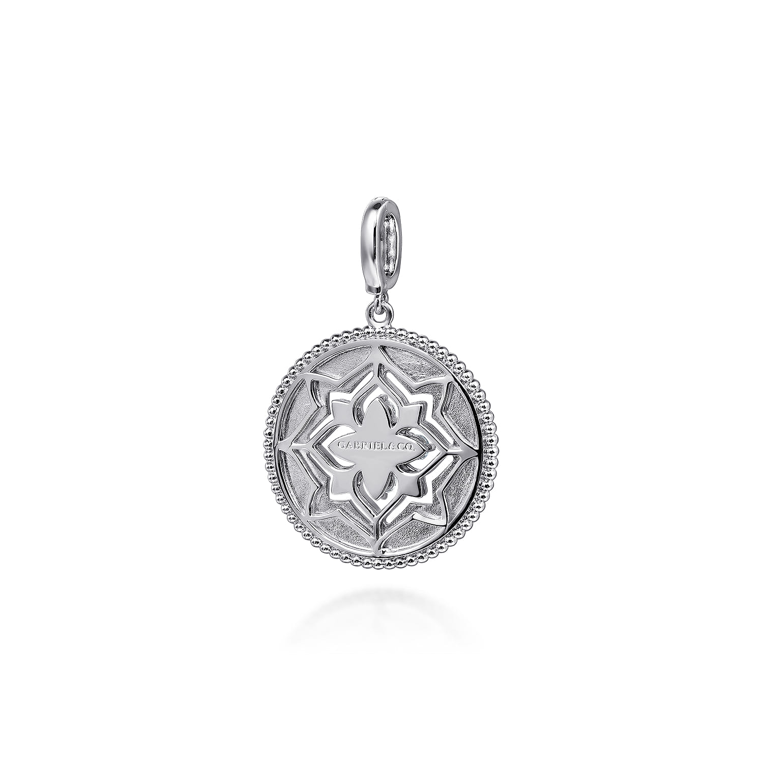 Medallion Pendant Blue Topaz and White Sapphire 24mm Bujukan in Sterling Silver, photograph 2