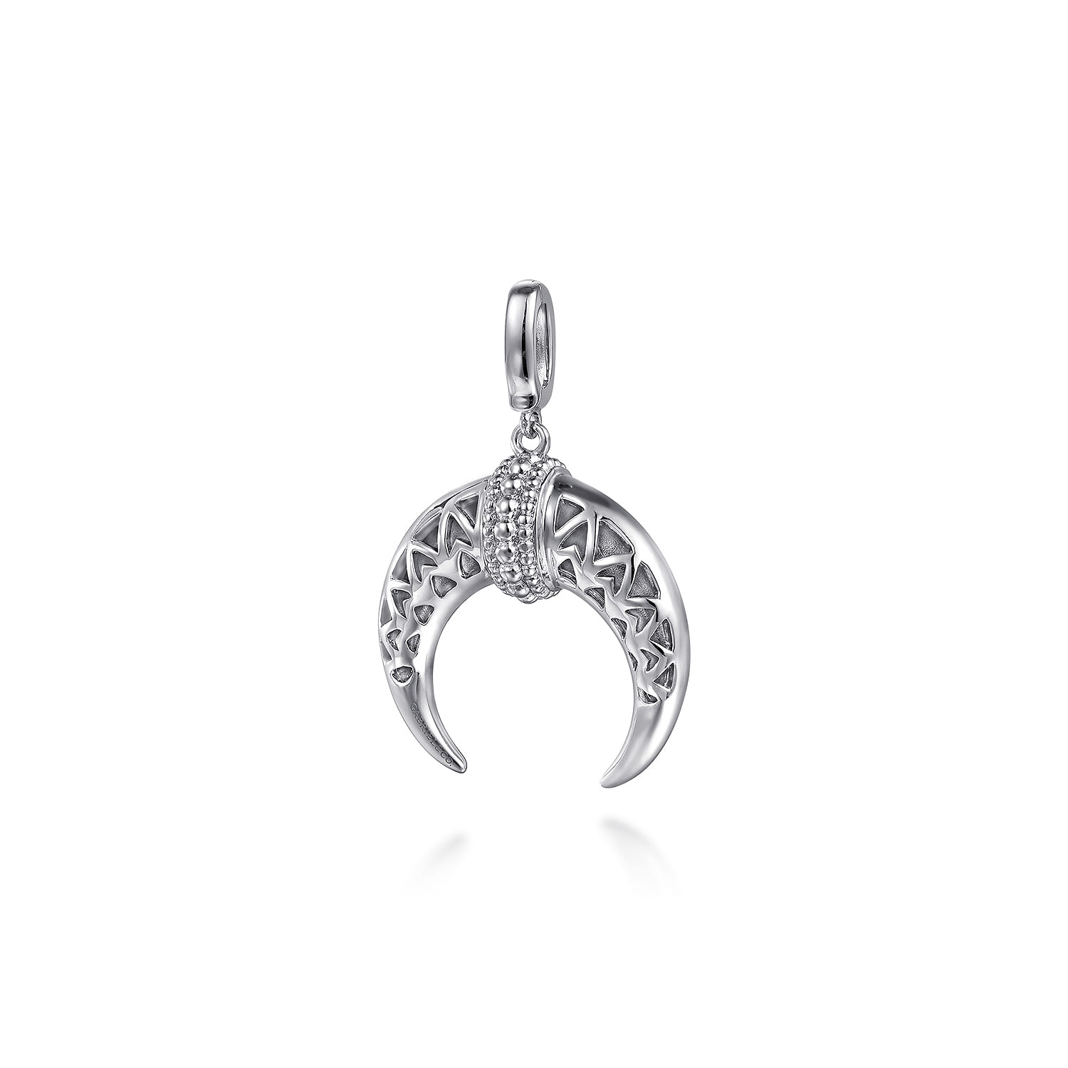 and Enamel Cow Horn Shape Bujukan Medallion Pendant With Detachable Bail in Sterling Silver, photograph 2