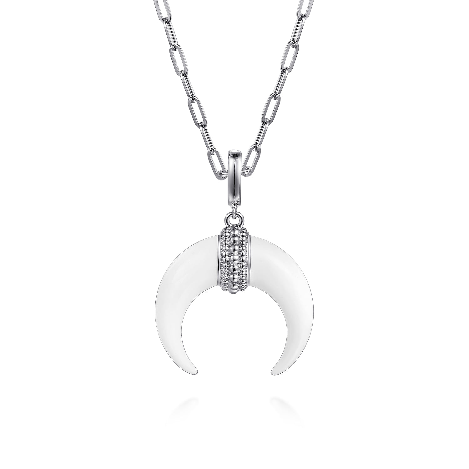 and Enamel Cow Horn Shape Bujukan Medallion Pendant With Detachable Bail in Sterling Silver, photograph 3