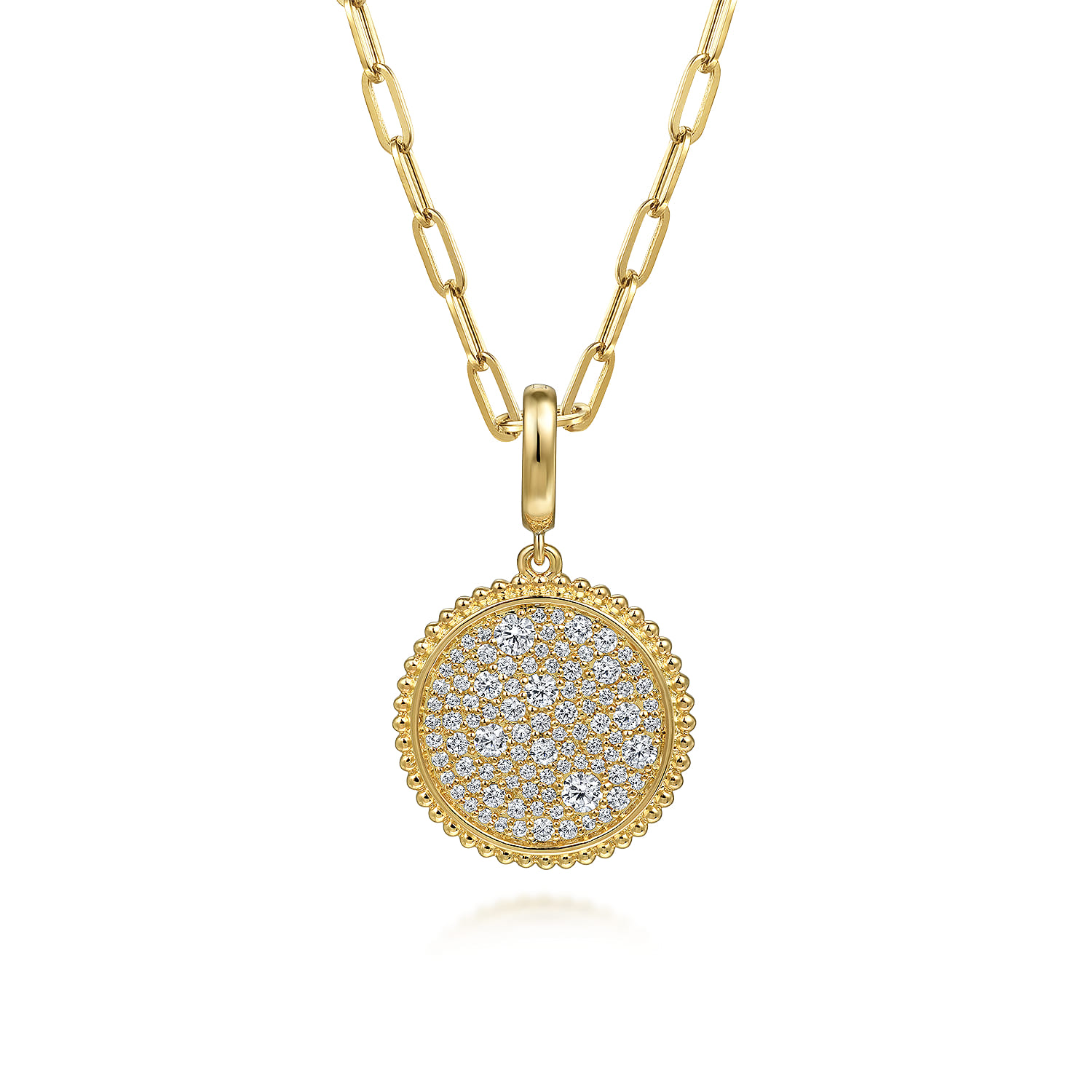 Diamond Pave Bujukan Medallion Pendant in size 18mm With Detachable Bail in 14K Yellow Gold, photograph 3