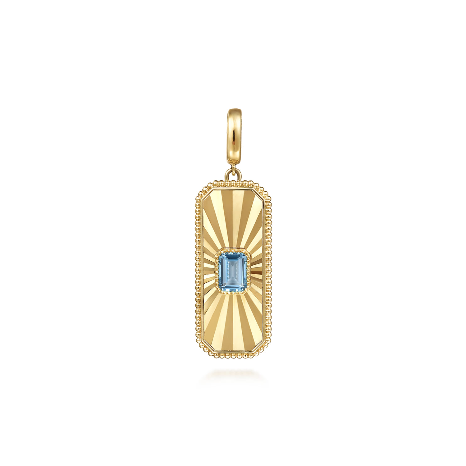 Blue Topaz Bujukan Diamond Cut Medallion Pendant With Detachable Bail in 14K Yellow Gold