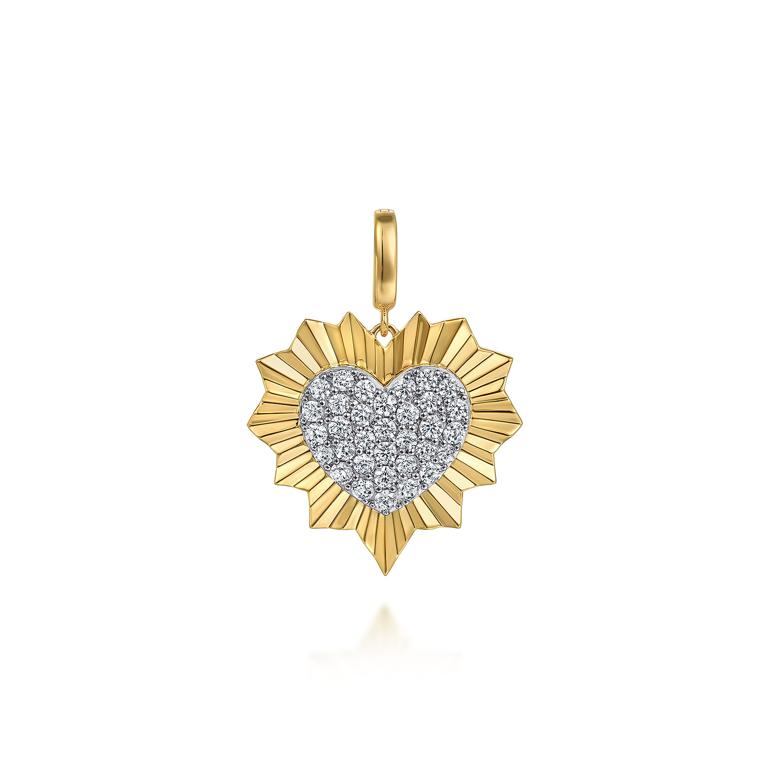 24mm Diamond Pave and Diamond Cut Finish Medallion Pendant With Detachable Bail