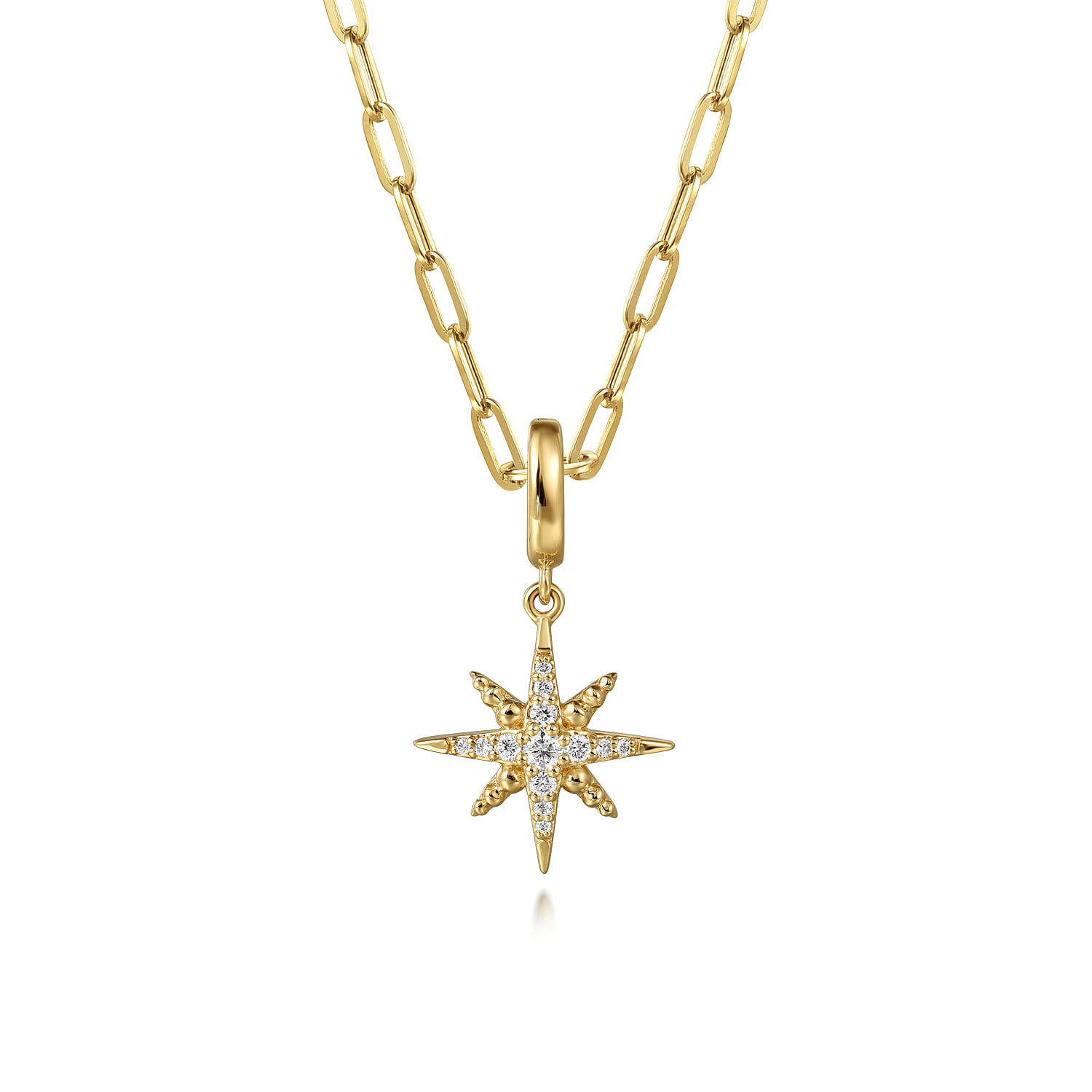 Diamond Star Charm With Detachable Bail in 14K Yellow Gold, photograph 3