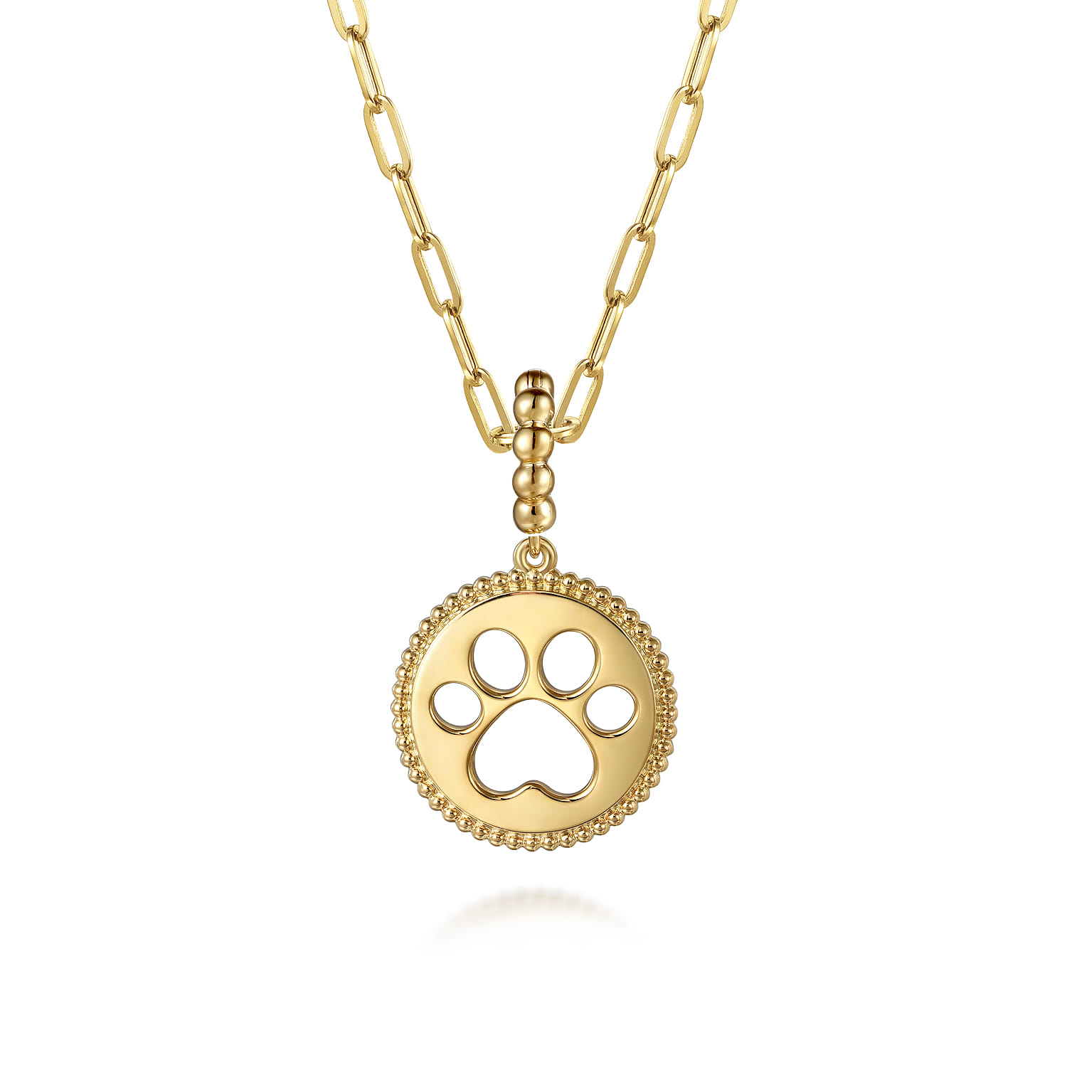Bujukan Paw Print Medallin Pendant with Detachable Bail in 14K Yellow Gold, photograph 3