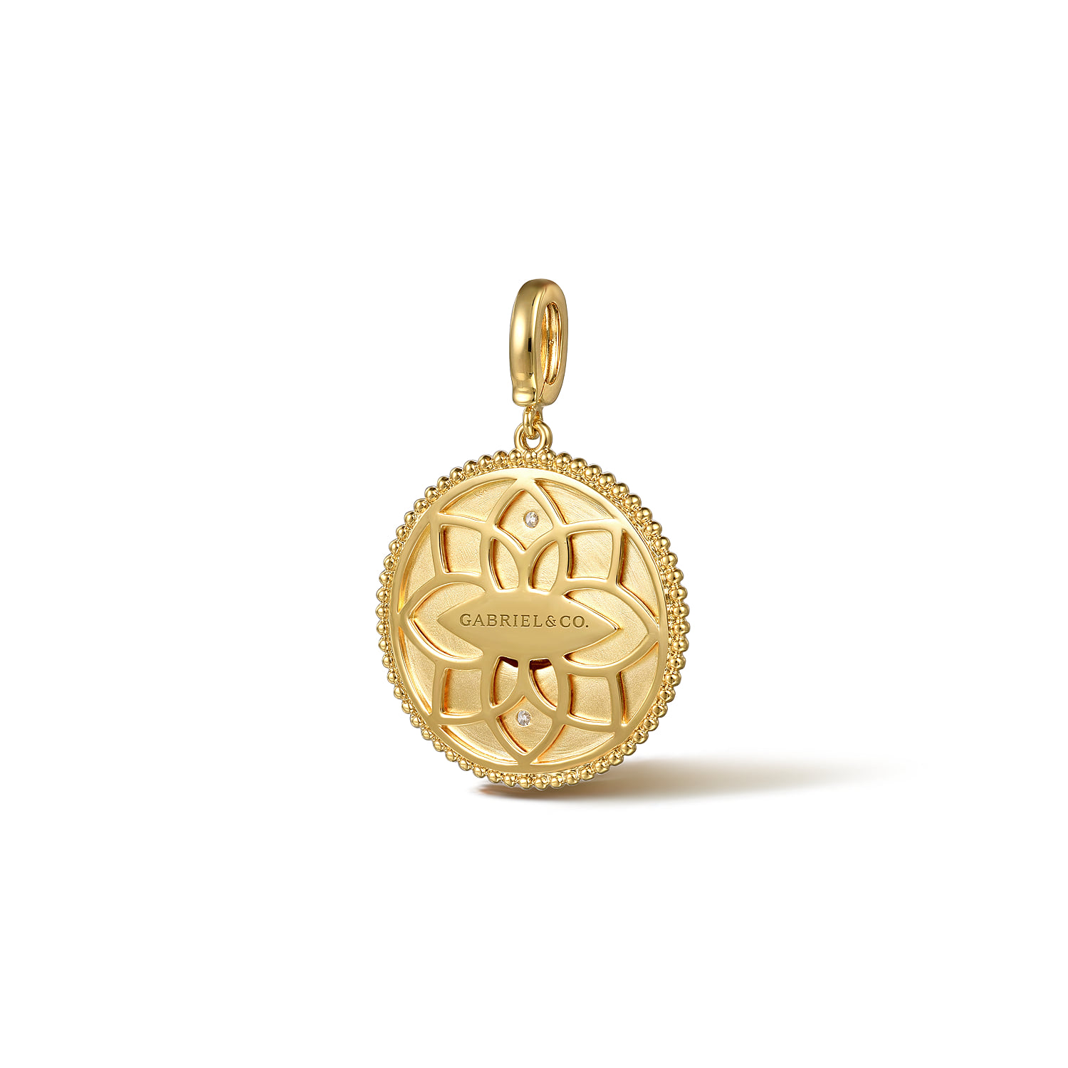 Diamond Bujukan Cancer Medallion Pendant With Detachable Bail in 14K Yellow Gold, photograph 2
