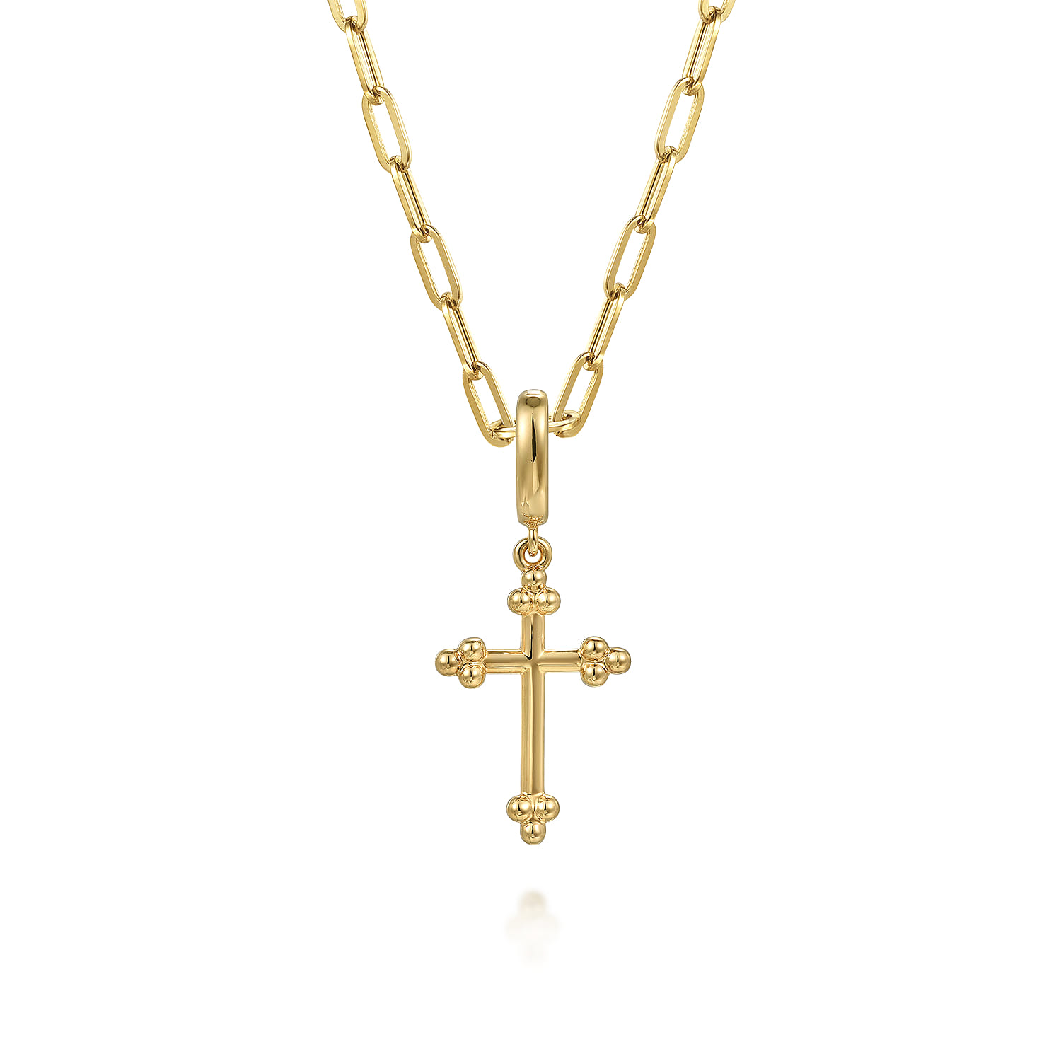 Bujukan Cross Charm Pendant with Detachable Bail in 14K Yellow Gold, photograph 3