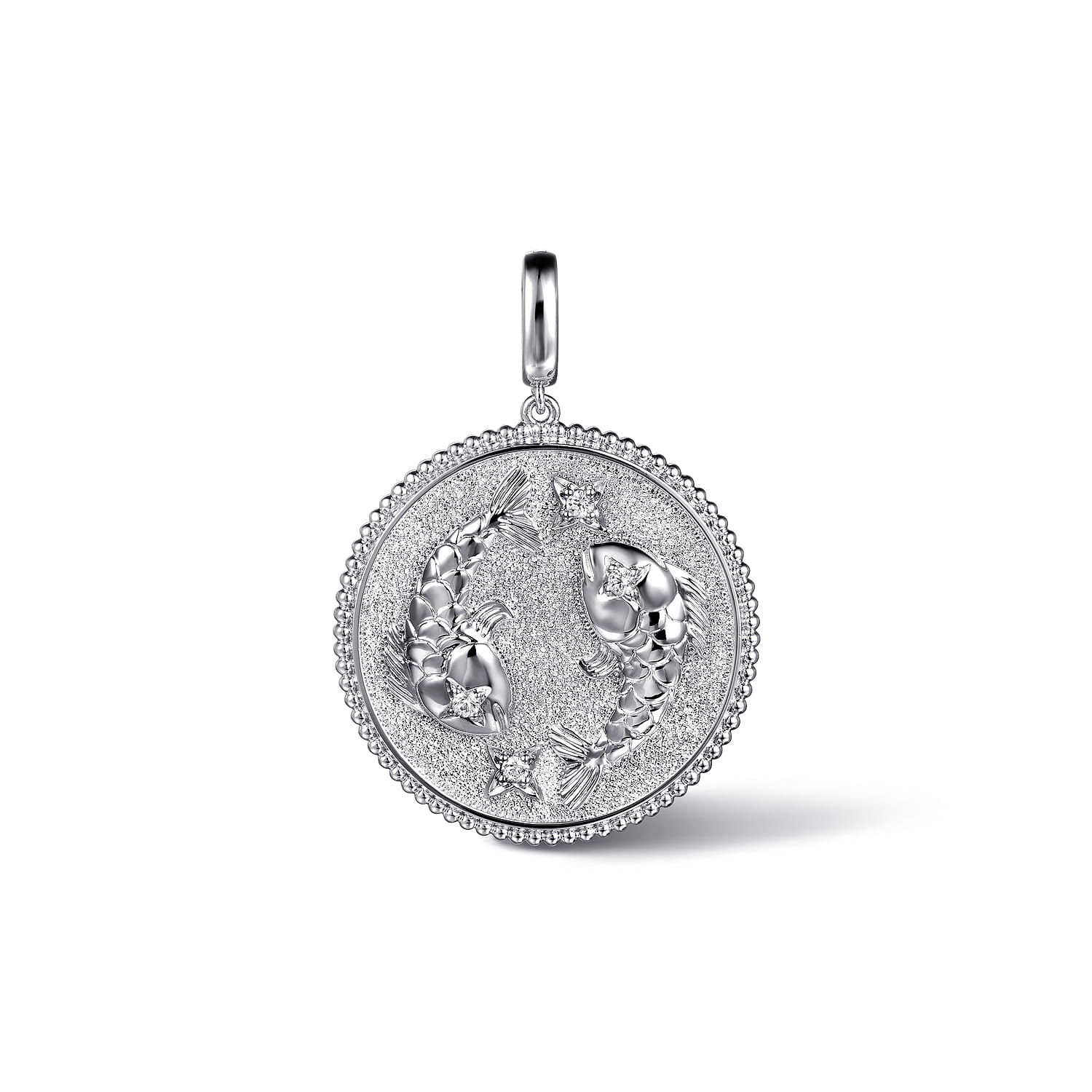 White Sapphire Bujukan Pisces Medallion Pendant With Detachable Bail