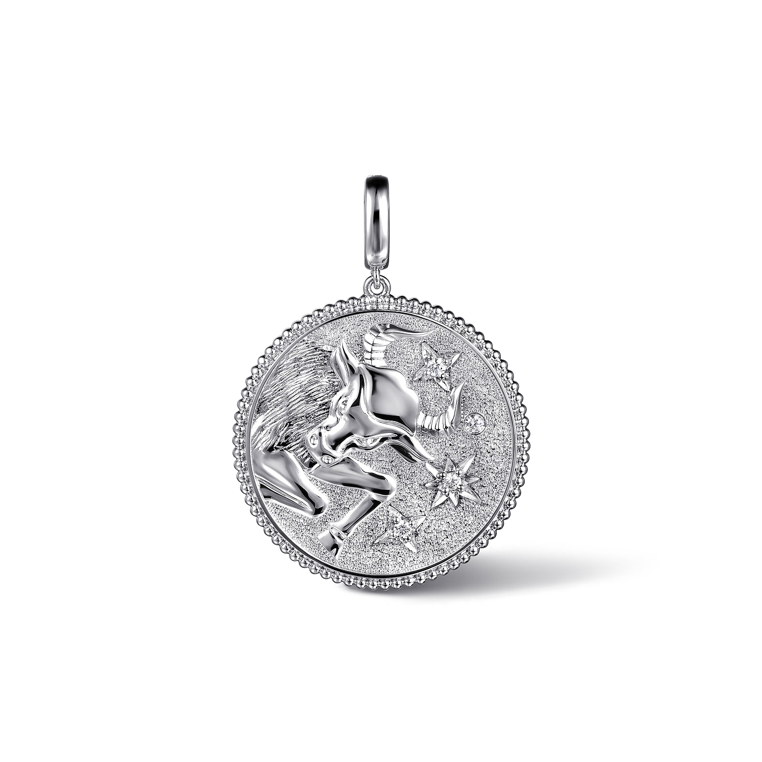 White Sapphire Bujukan Taurus Medallion Pendant With Detachable Bail
