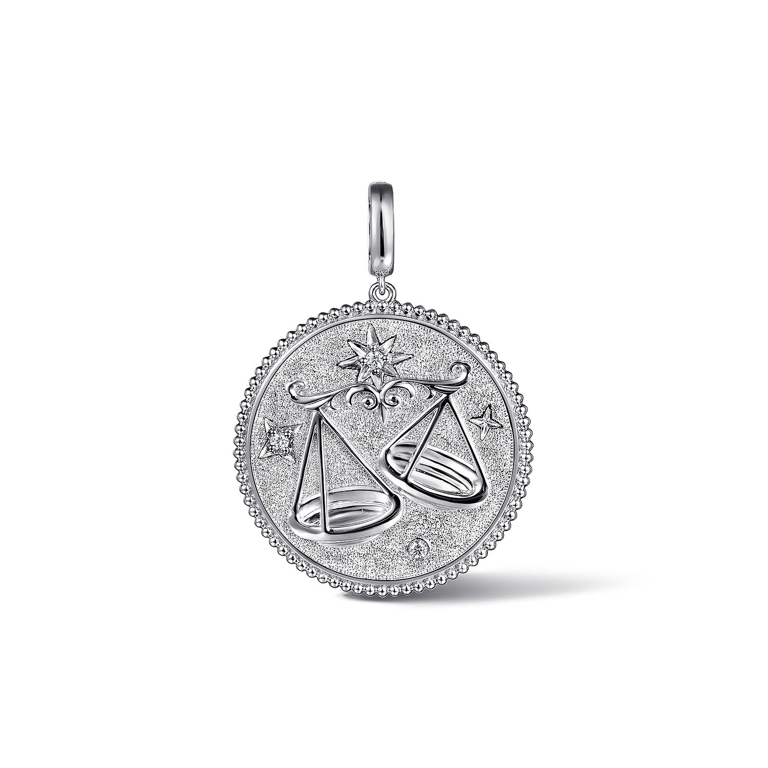 925 Sterling Silver White Sapphire Bujukan Libra Medallion