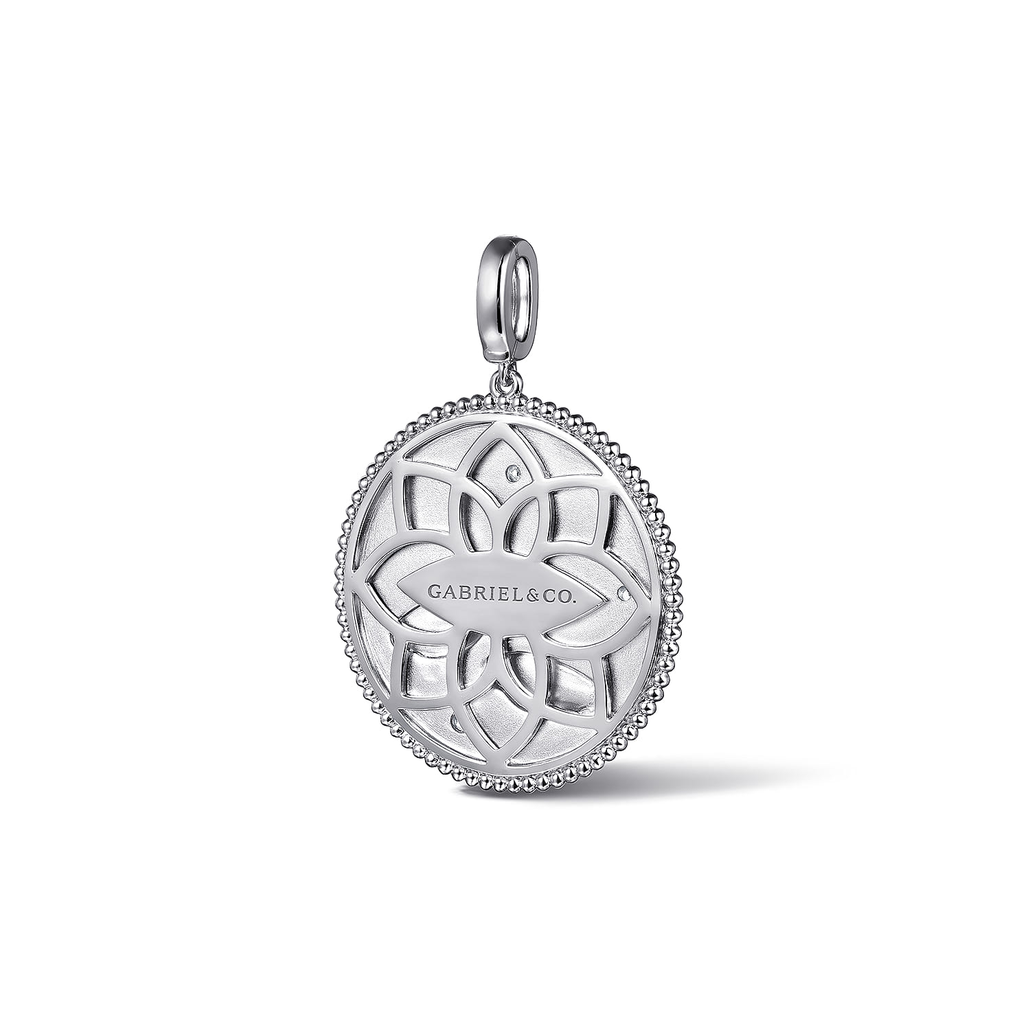 White Sapphire Bujukan Libra Medallion Pendant With Detachable Bail in Sterling Silver, photograph 2