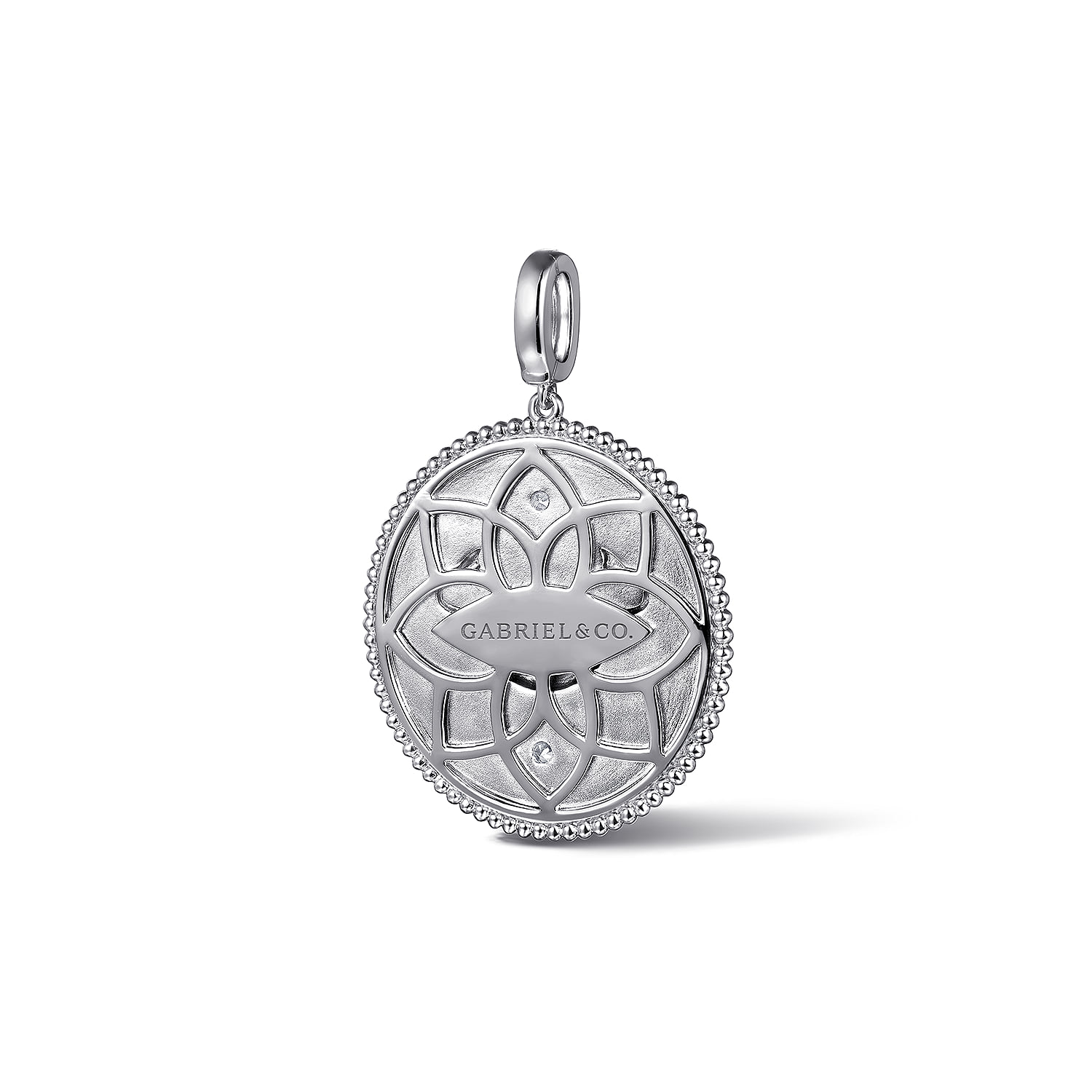 White Sapphire Bujukan Cancer Medallion Pendant With Detachable Bail in Sterling Silver, photograph 2