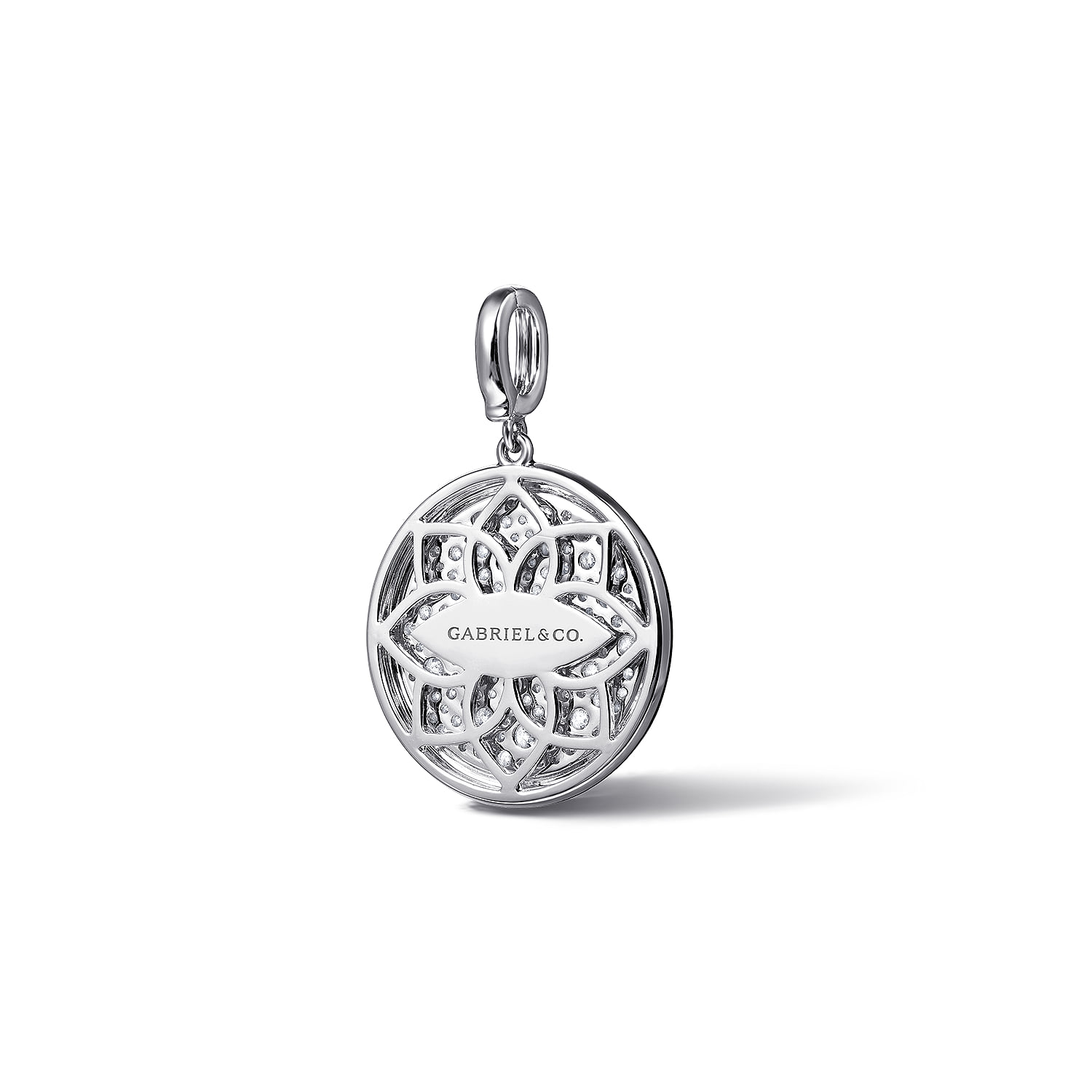 Diamond Medallion With Detachable Bail with Enamel in 14K White Gold, photograph 2