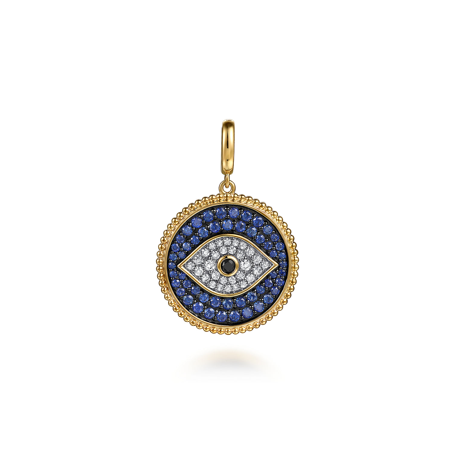Bujukan Diamond and Multi Stones Evil Eye Medallion Pendant With Detachable Bail