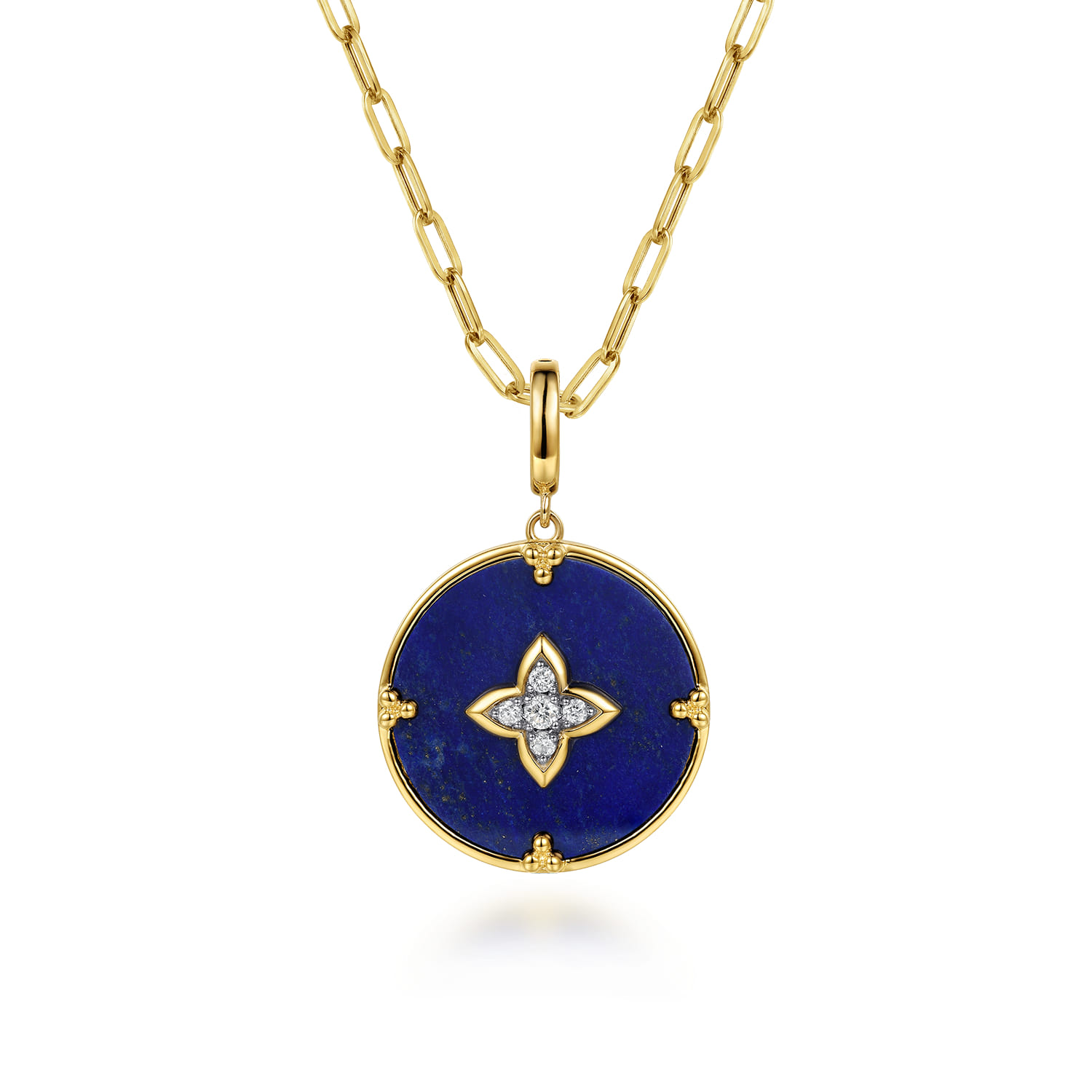 Bujukan Diamond Clover Medallion Pendant in 14K Yellow Gold, photograph 3