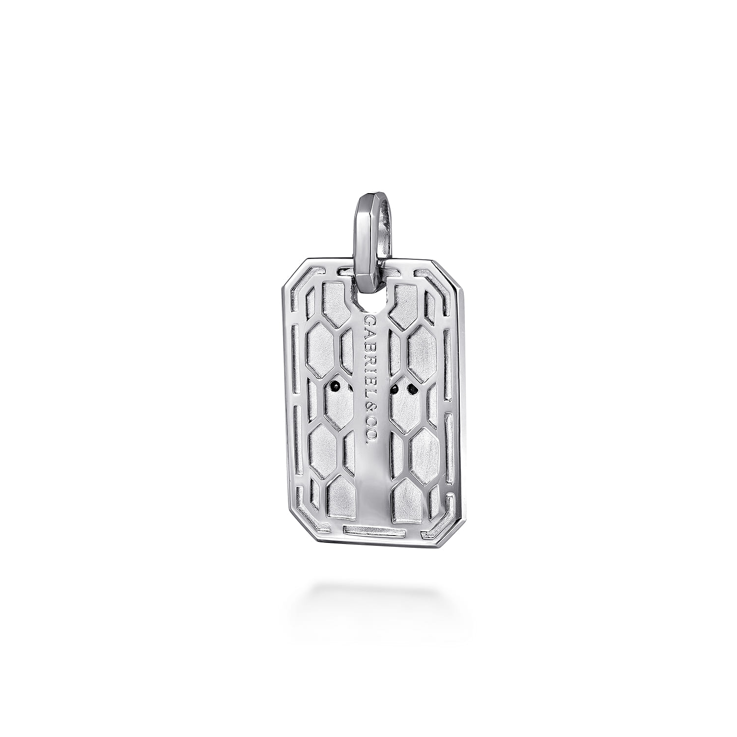 Dog Tag Pendant with Black Spinel Cross in Sterling Silver, photograph 2