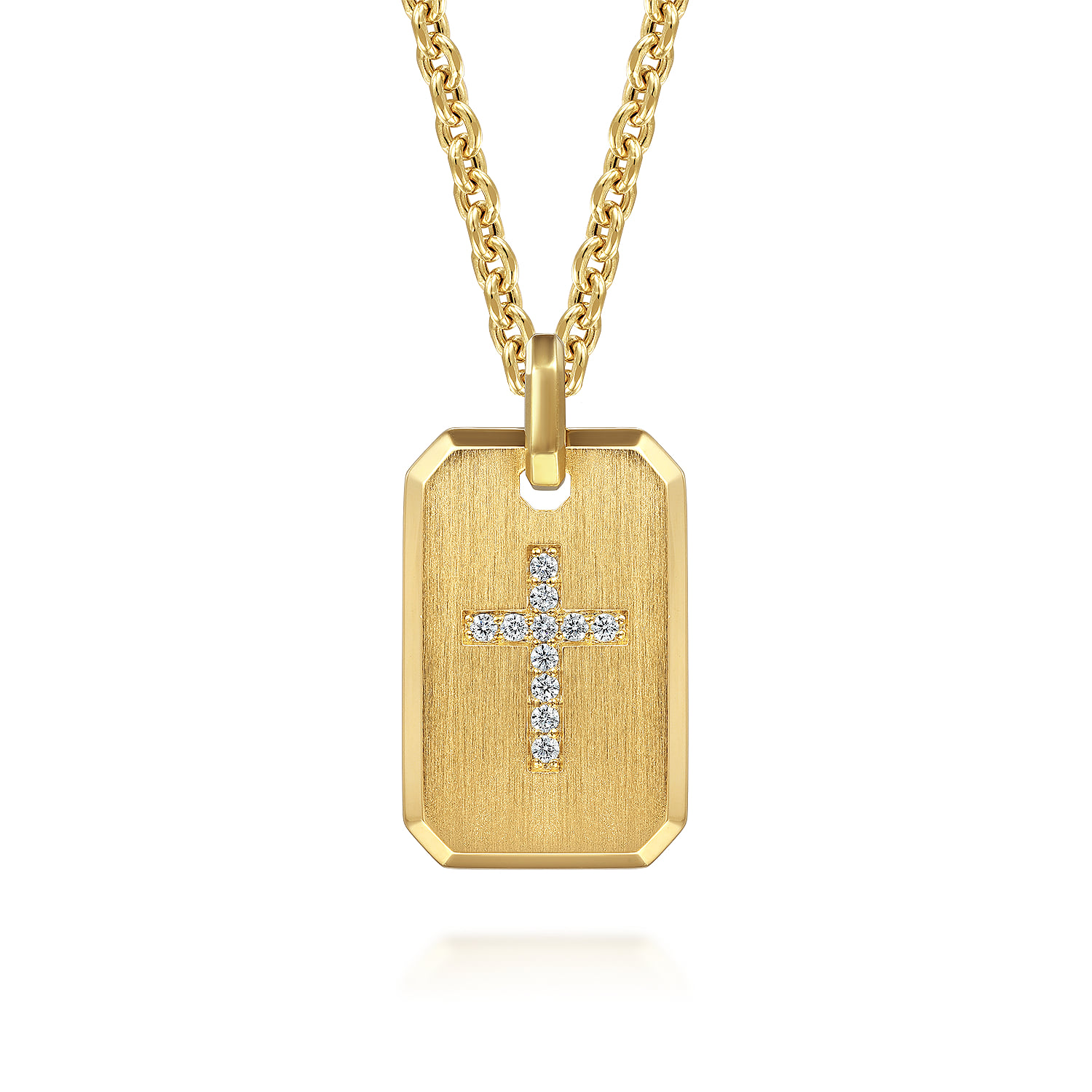 Diamond Cross Pendant in 14K Yellow Gold, photograph 3
